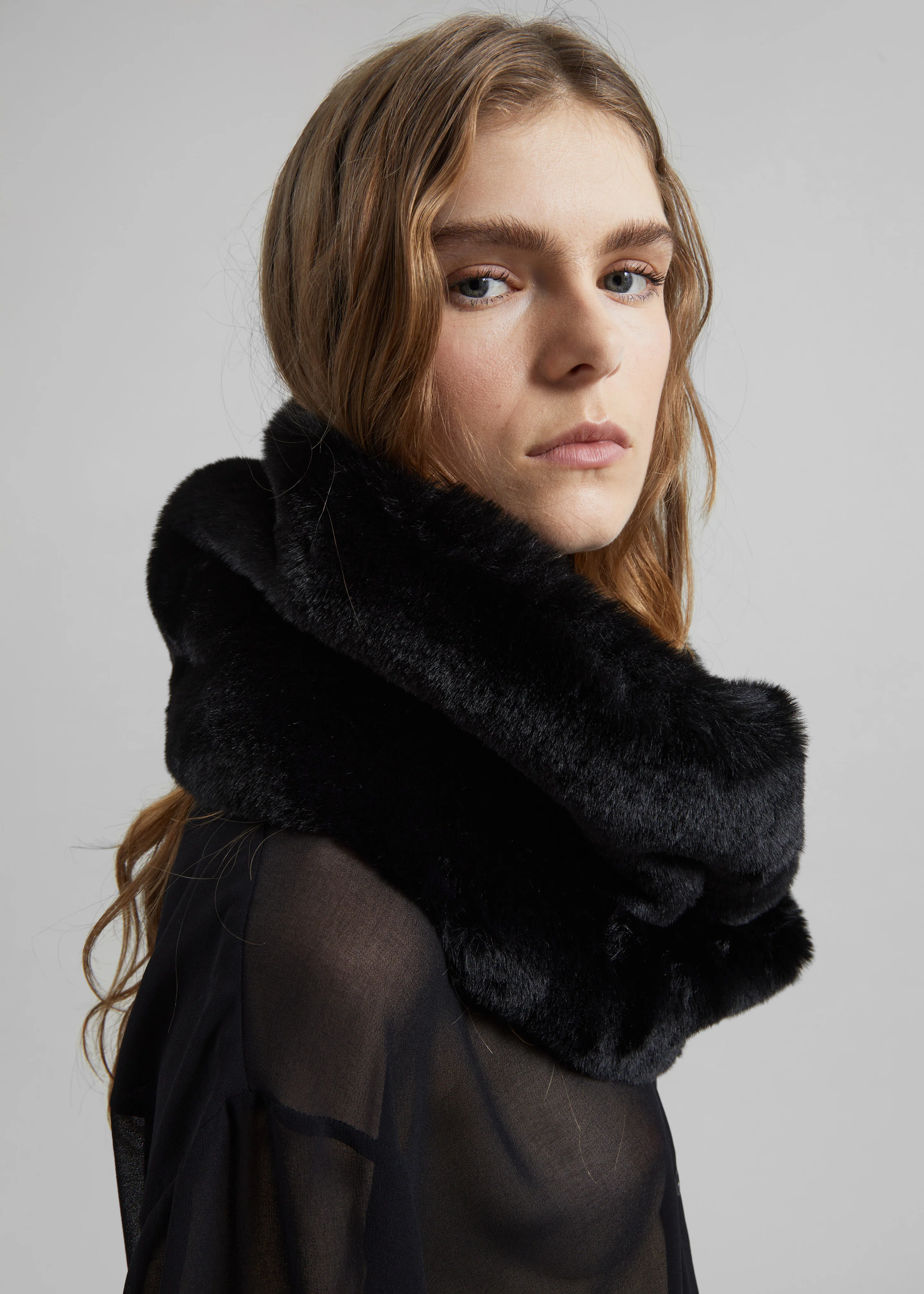 Ginevra Faux Fur Scarf - Black - Image 3