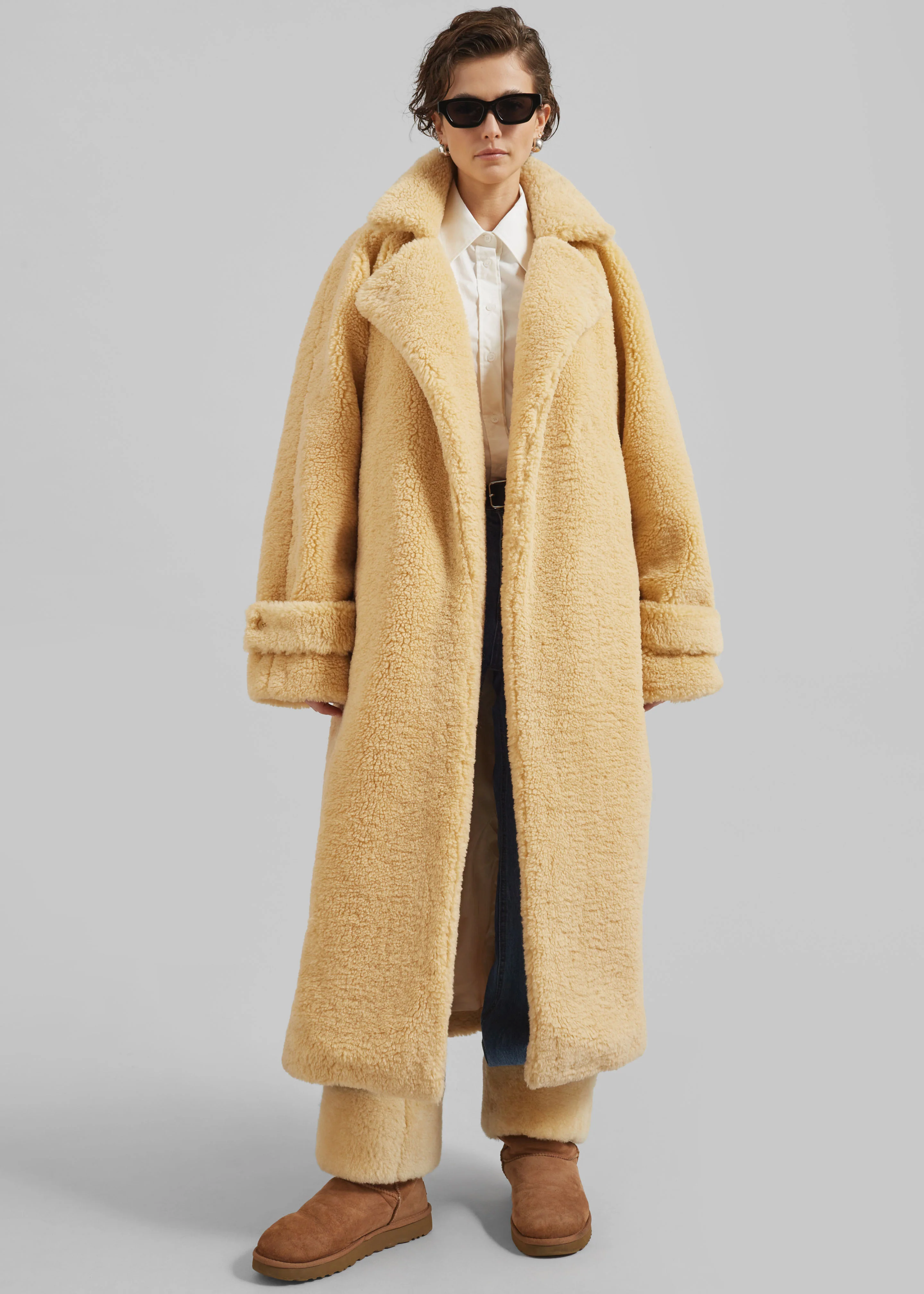 Gresham Faux Shearling Robe Coat - Yellow - Image 2