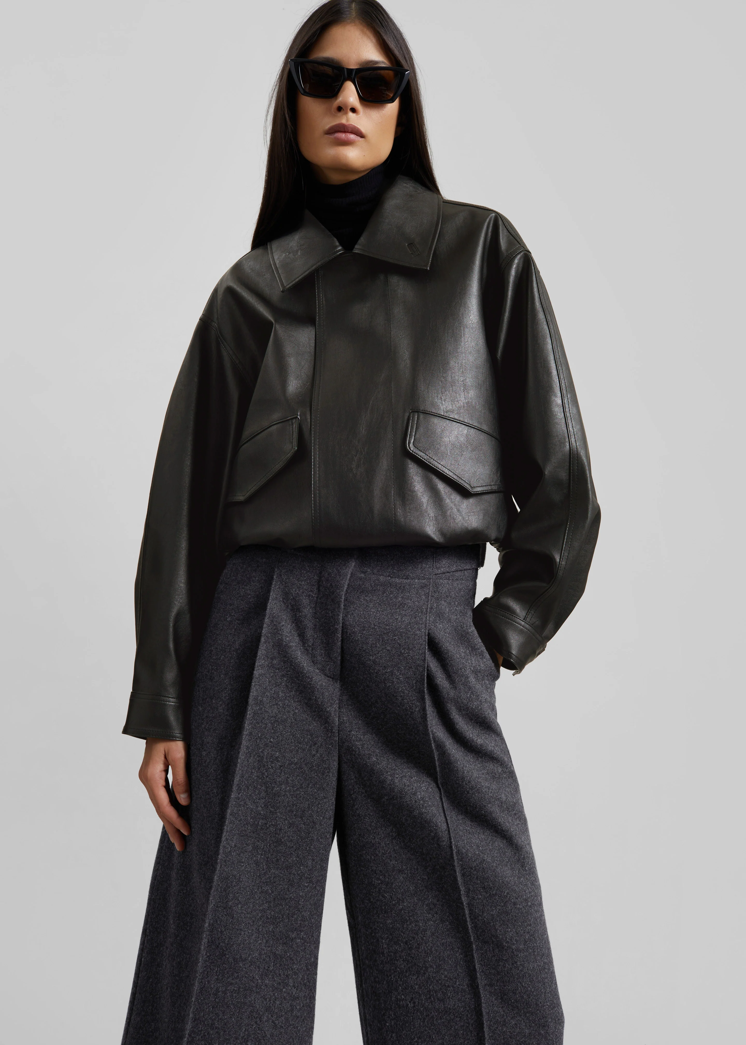 Halmstad Faux Leather Jacket - Charcoal - Image 6