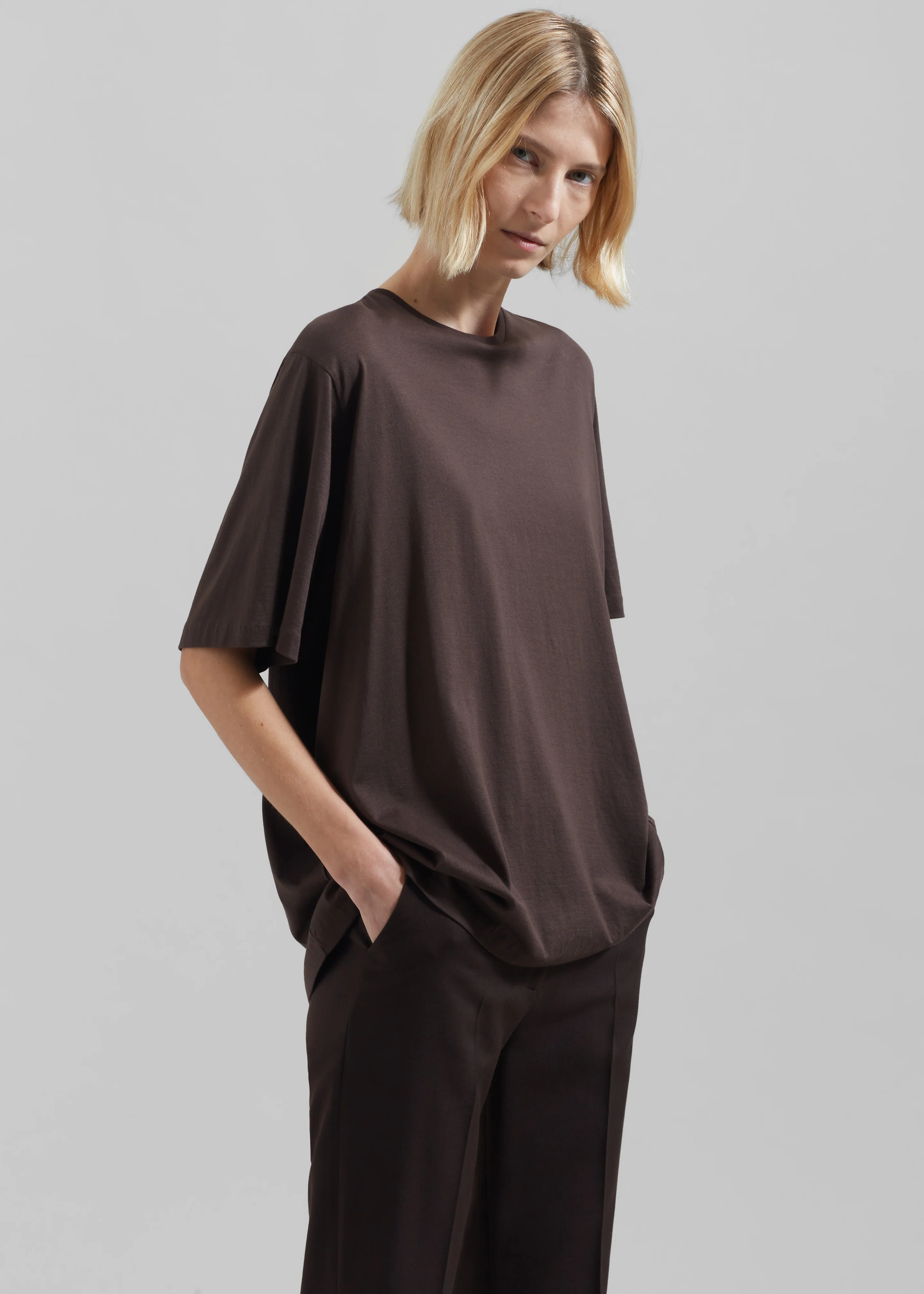 Harper Soft Organic T-Shirt - Brown - Image 4