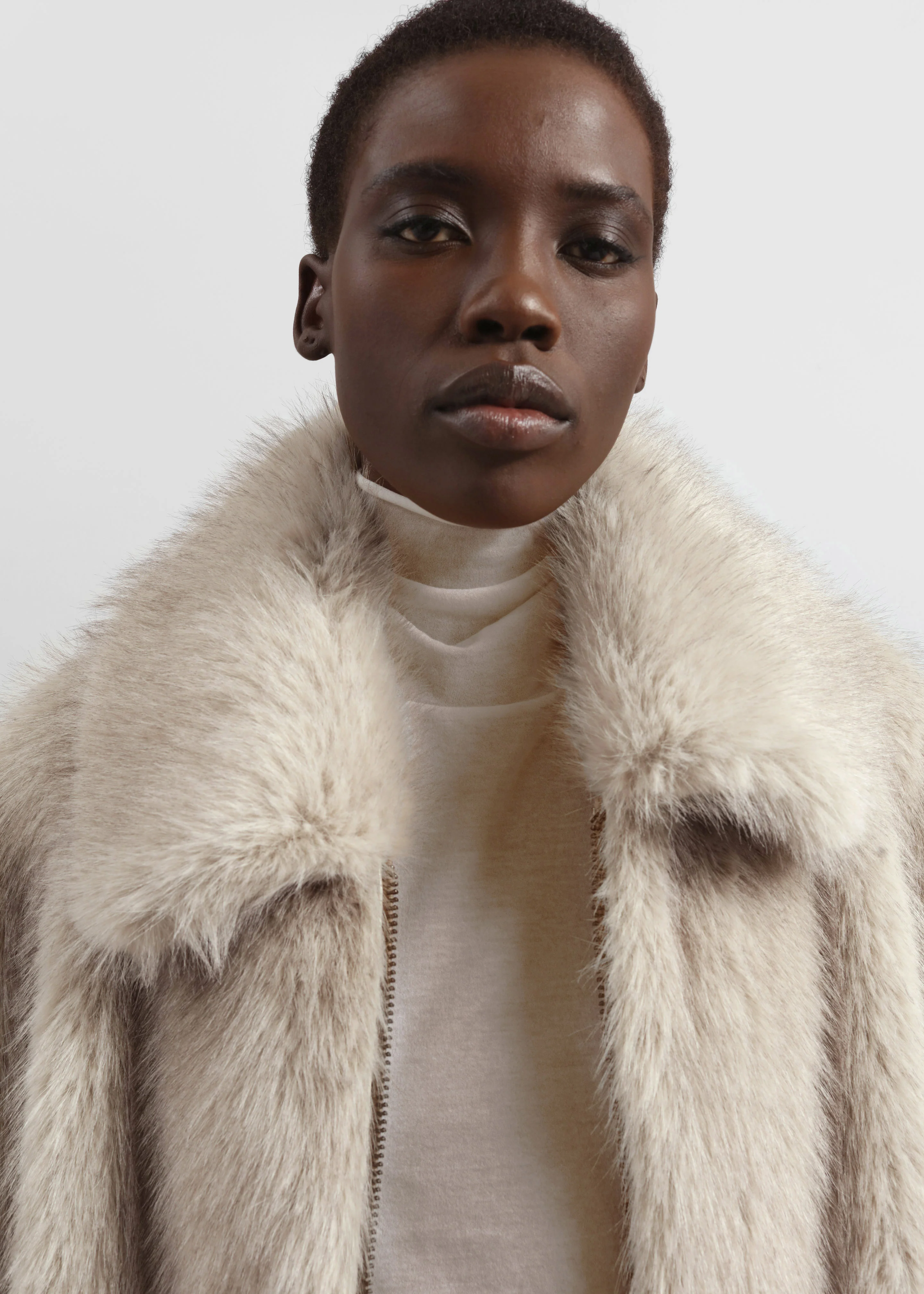 Hope Faux Fur Jacket - Beige - Image 2