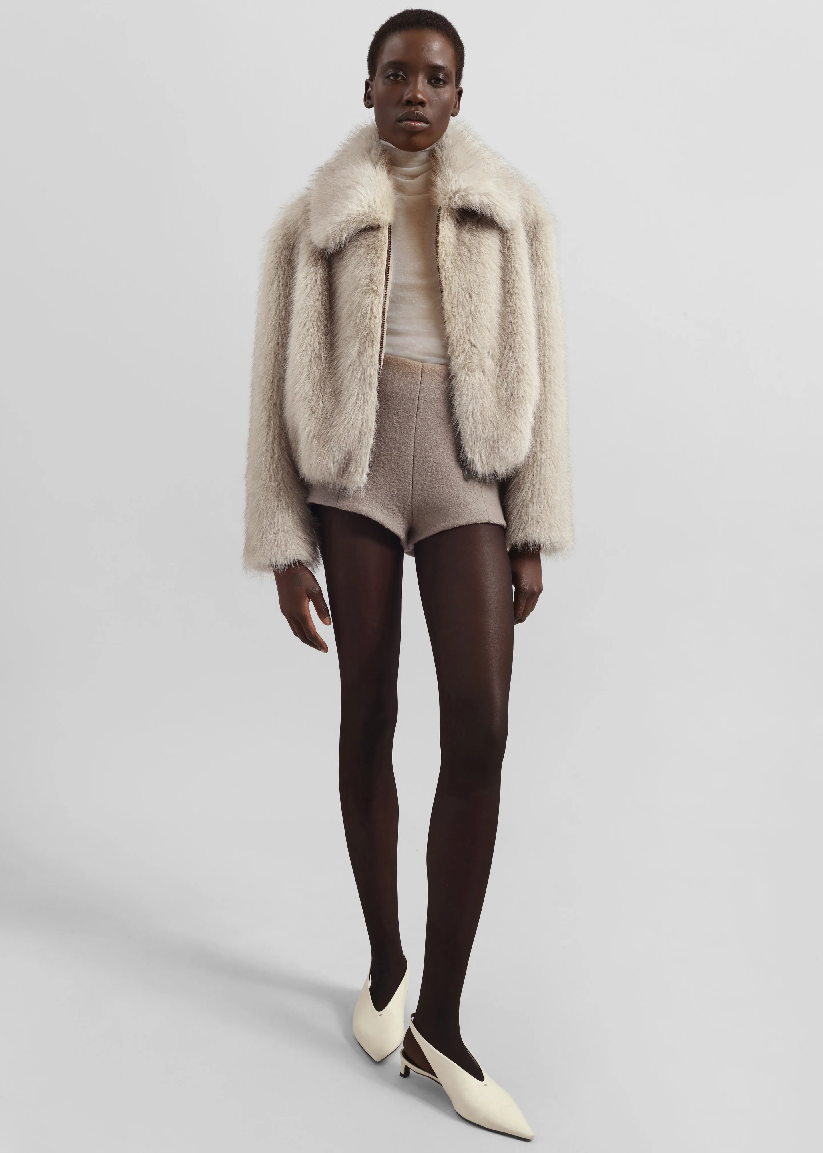 Hope Faux Fur Jacket - Beige - Image 5