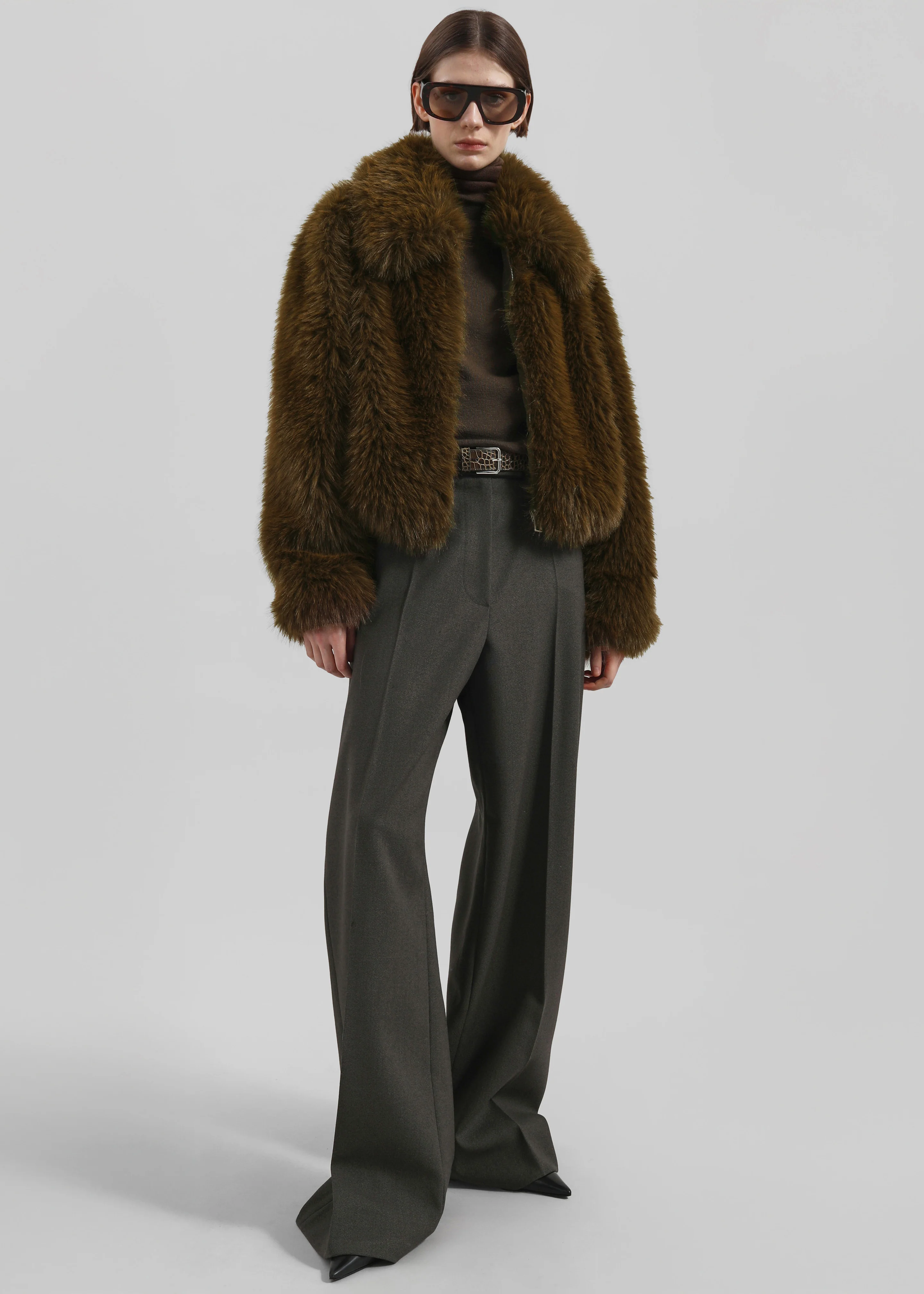 Hope Faux Fur Jacket - Moss Green - Image 3