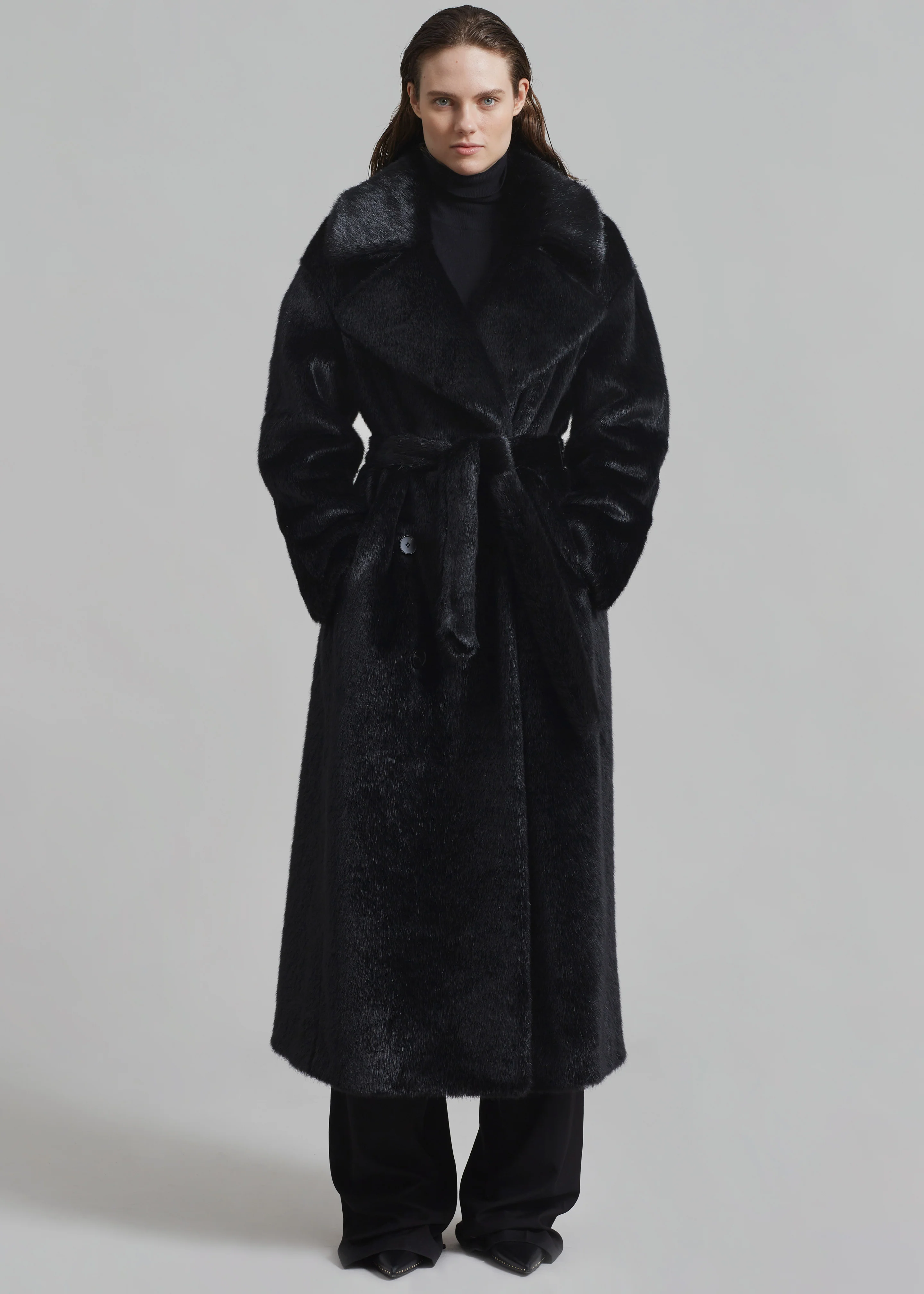 Joni Faux Fur Coat - Black - Image 2