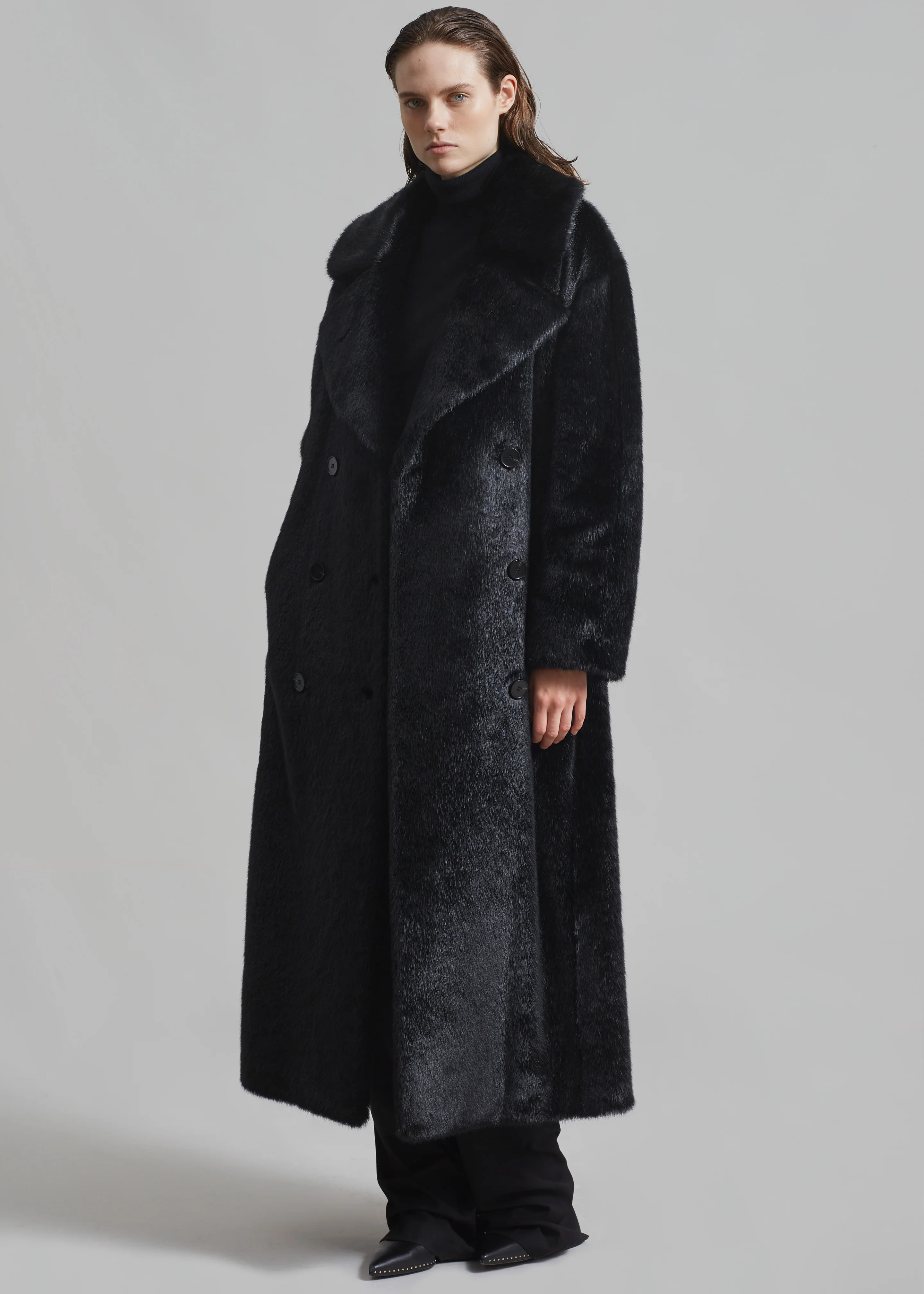 Joni Faux Fur Coat - Black - Image 5