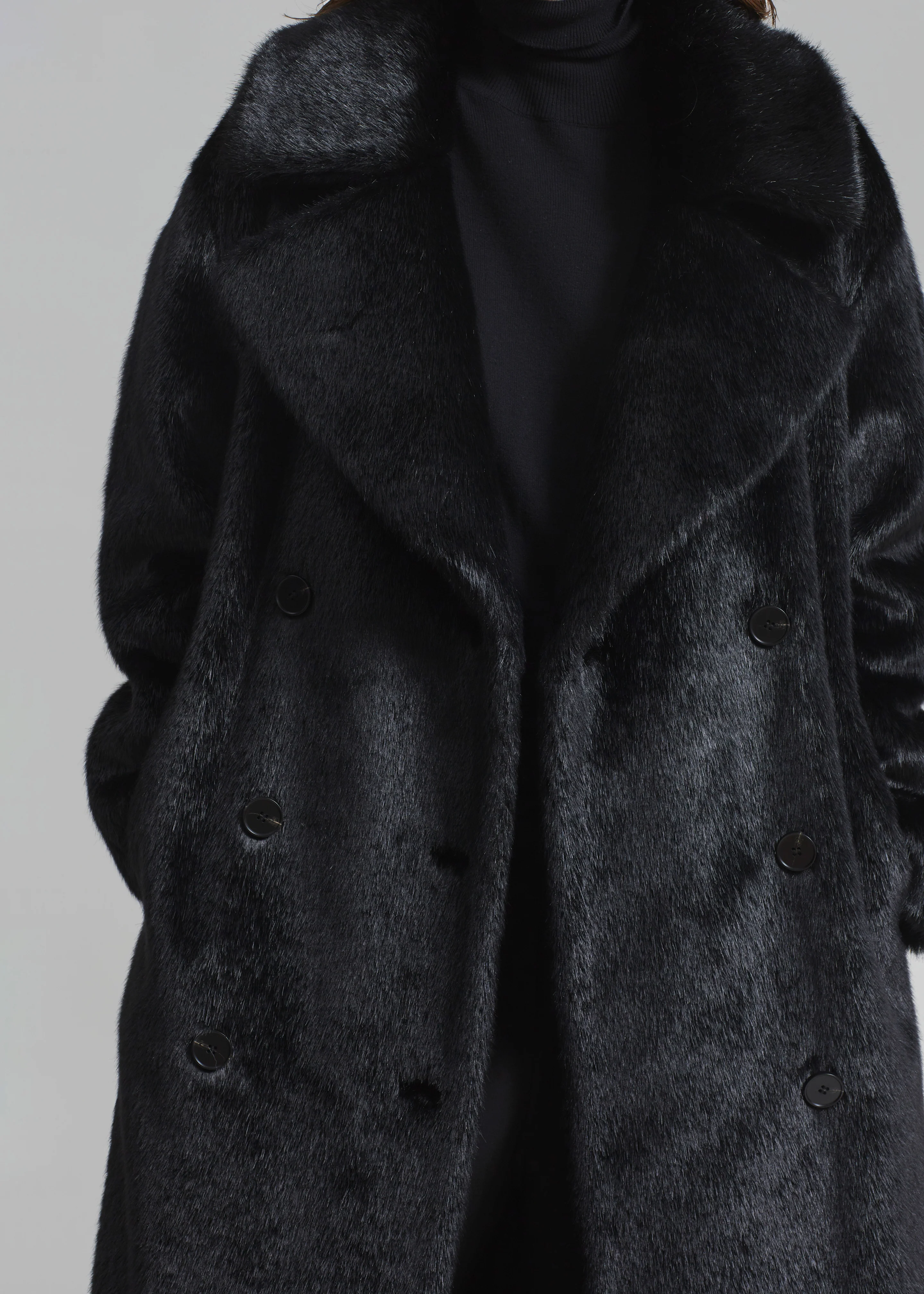 Joni Faux Fur Coat - Black - Image 7