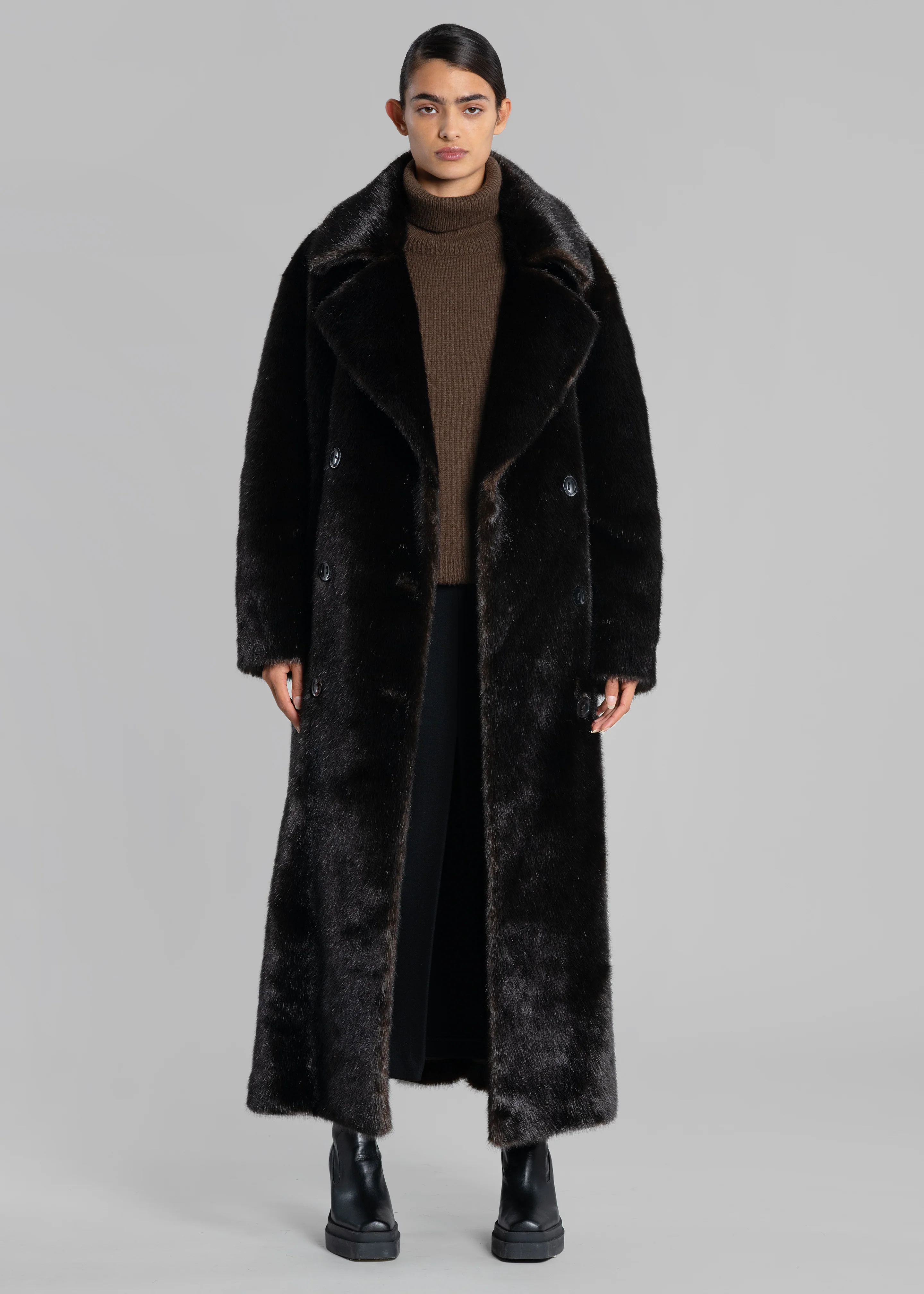 Joni Faux Fur Coat - Dark Espresso - Image 5