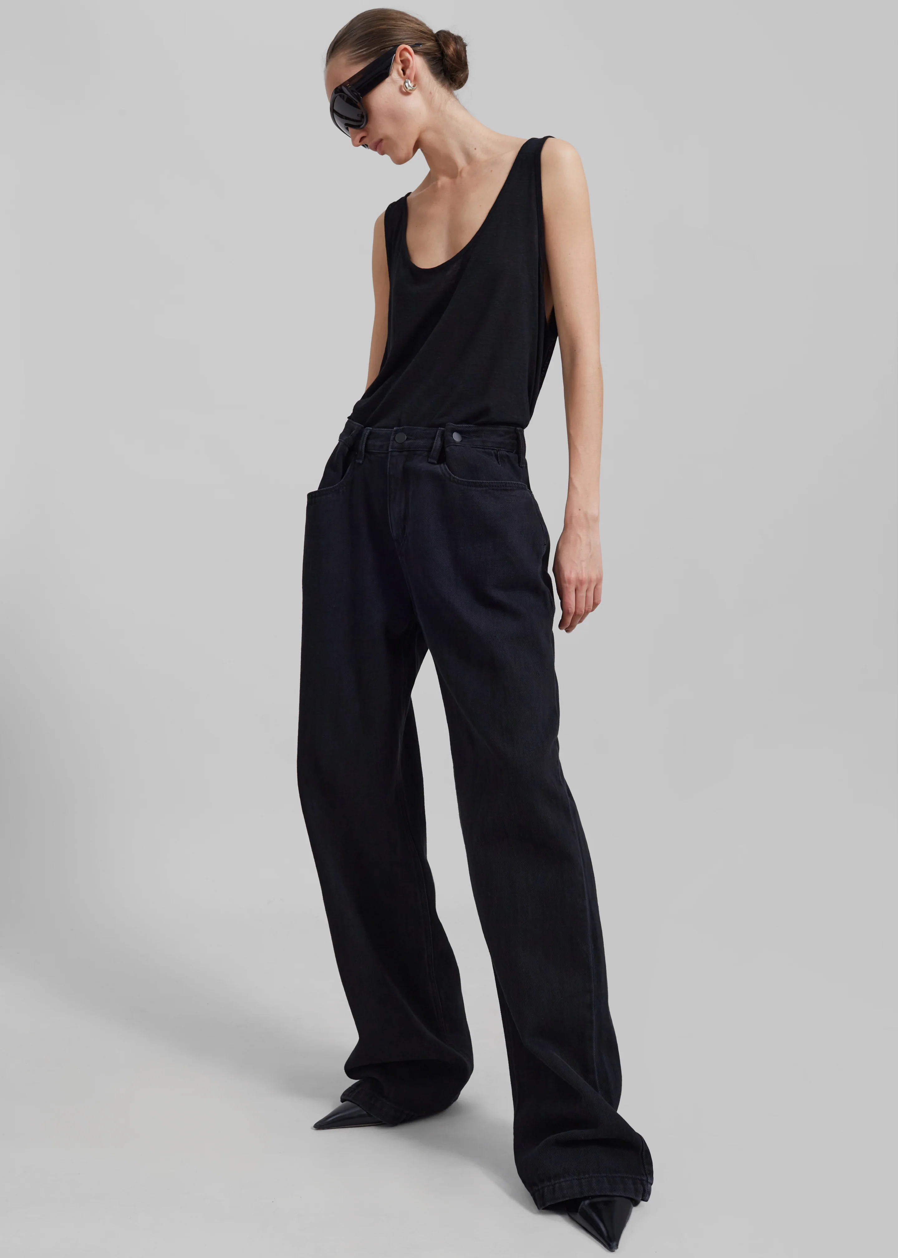 Josie Scoop Neck Tank Top - Black - Image 4