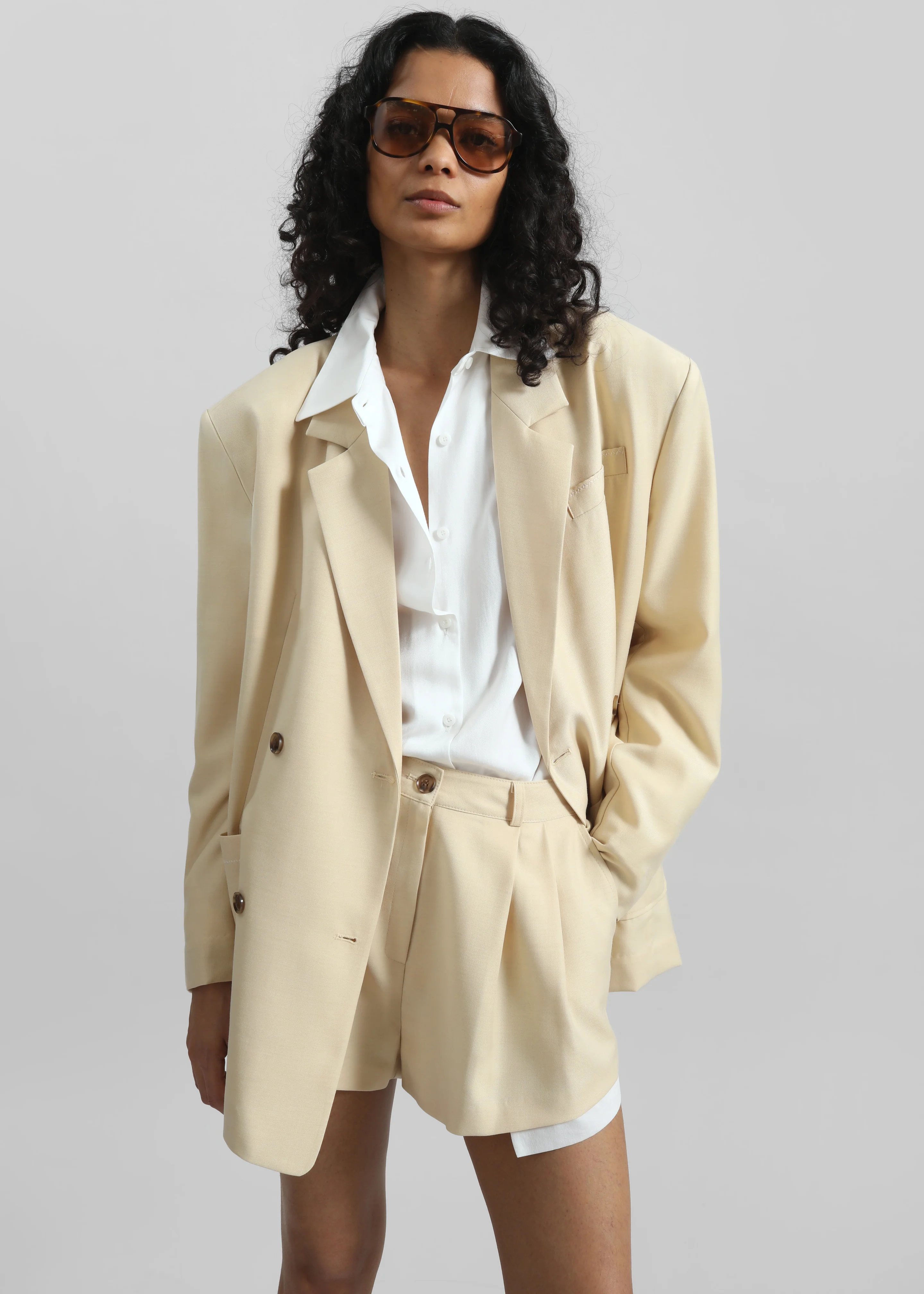 Juvay Double Breasted Blazer - Pale Yellow - Image 5
