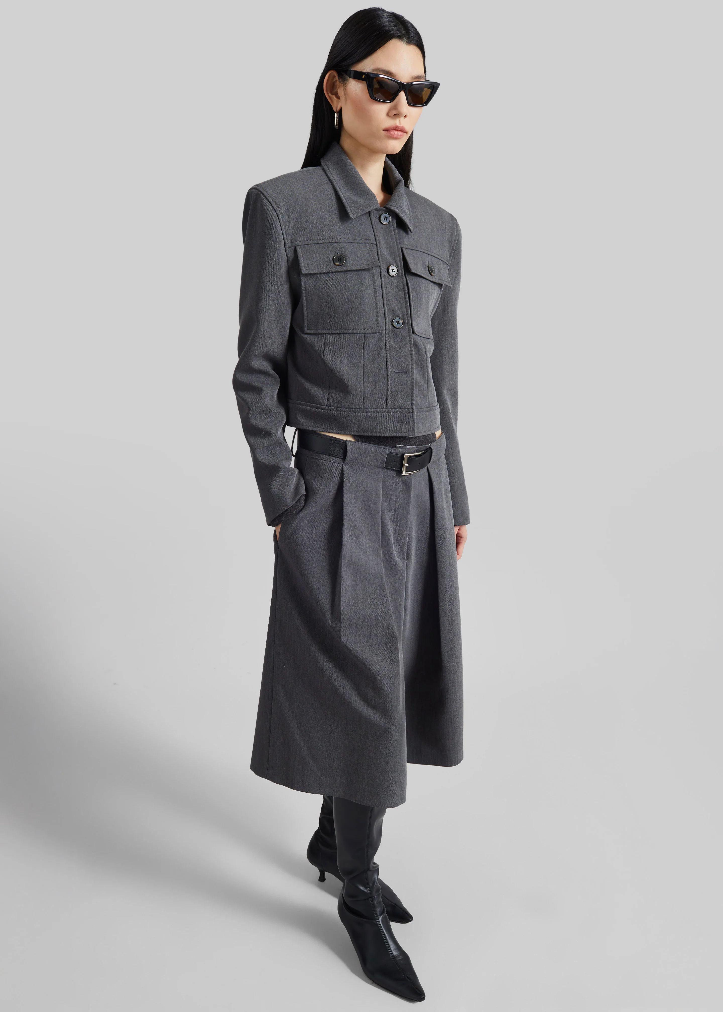 Kalvo Belted Bermuda Shorts - Dark Grey