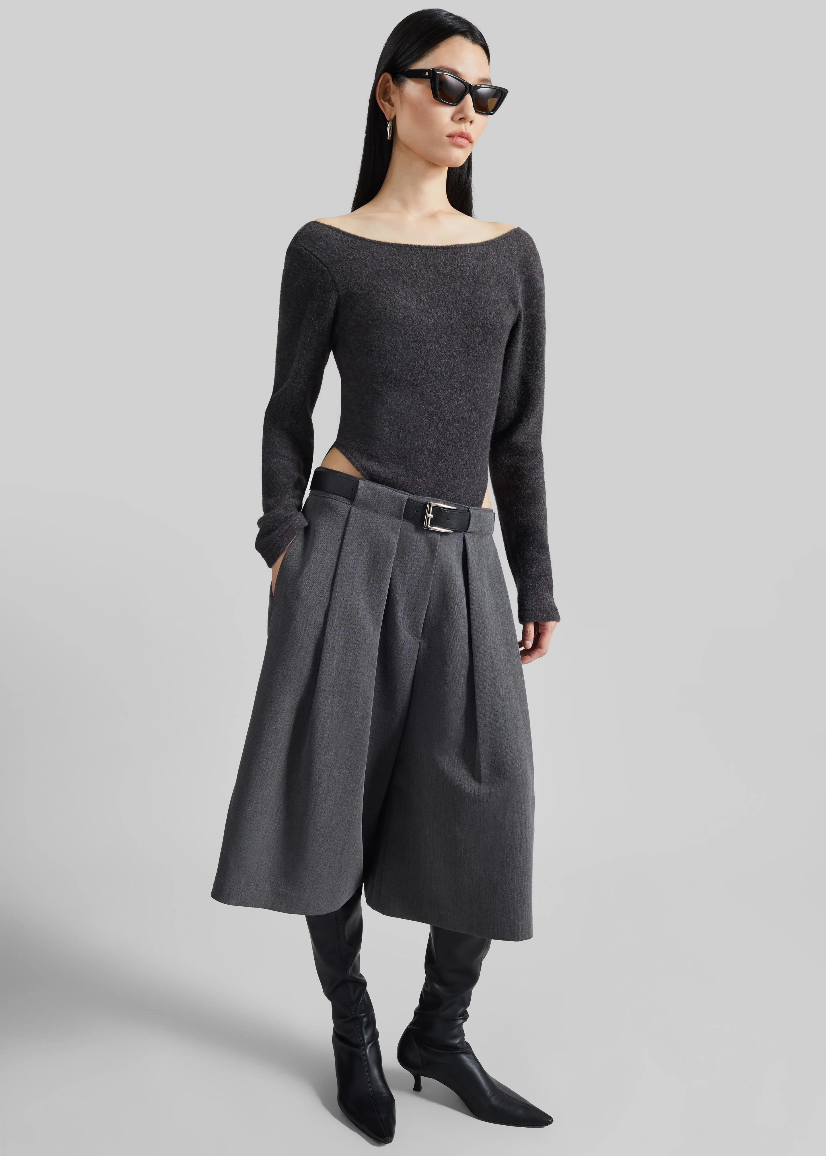 Kalvo Belted Bermuda Shorts - Dark Grey - Image 6