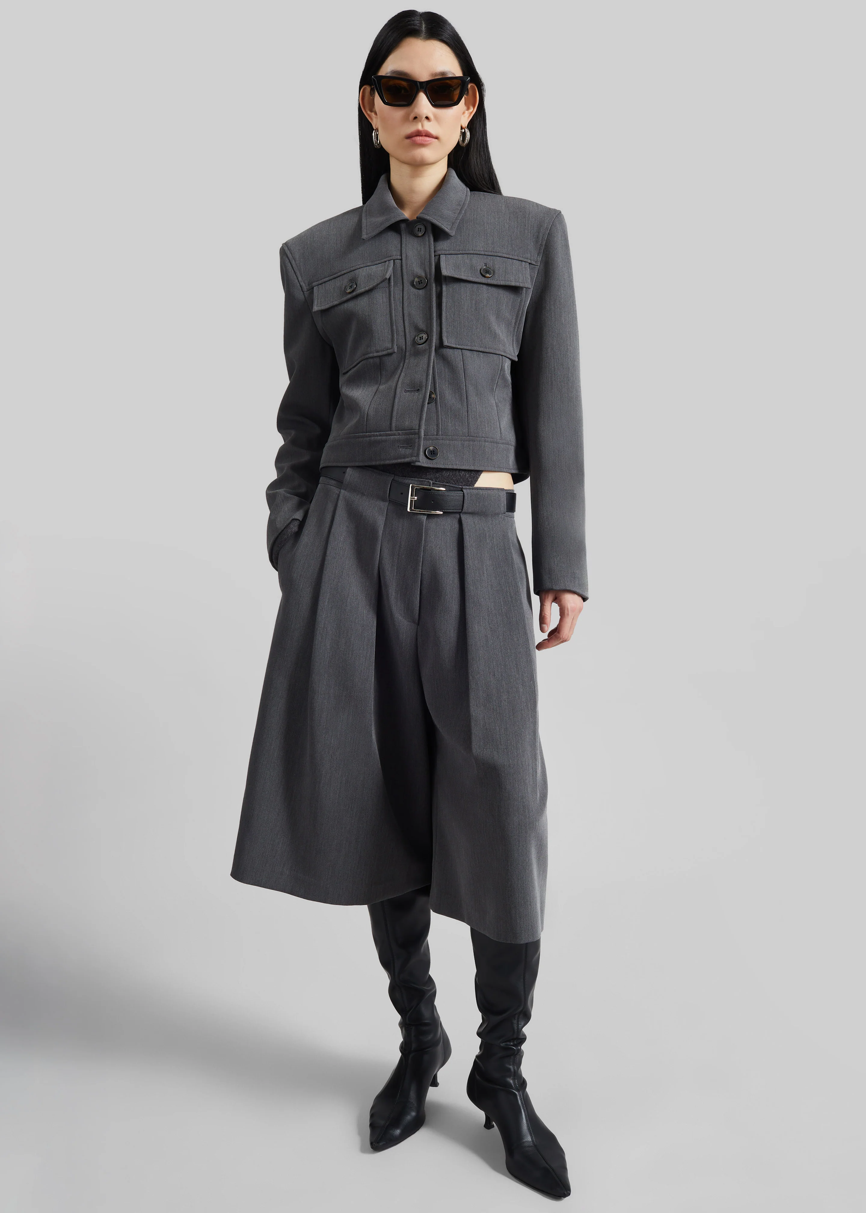 Kalvo Belted Bermuda Shorts - Dark Grey - Image 8