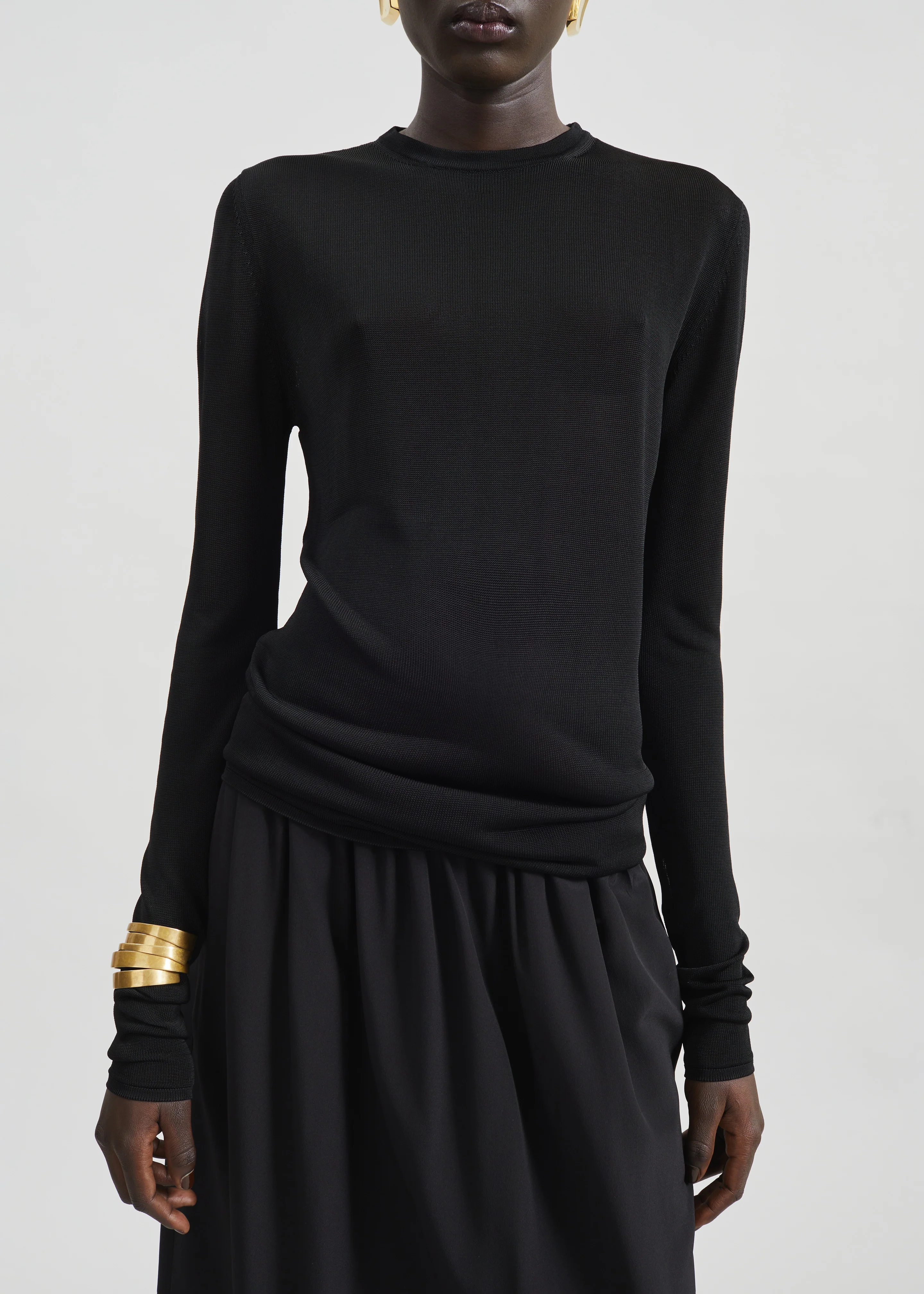 Kazel Thin Knit Top - Black - Image 2