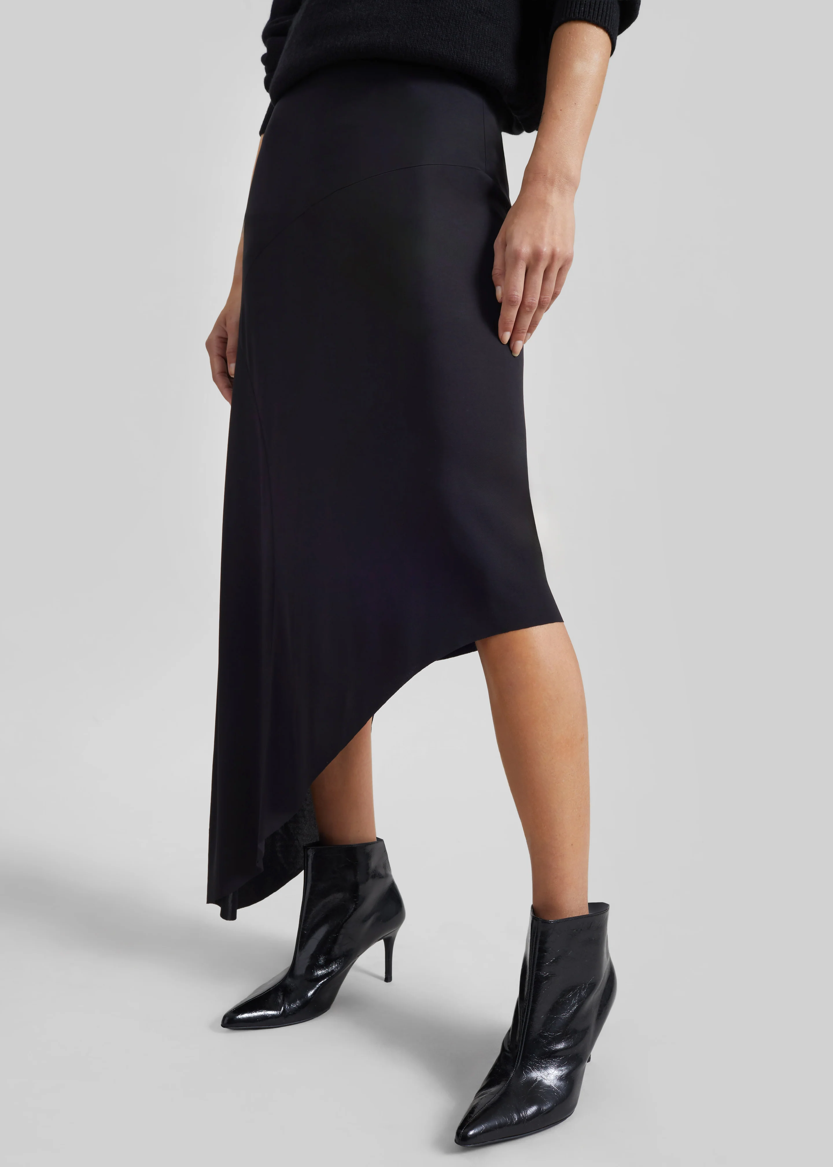 Kitty Sheer Asymmetric Skirt - Black