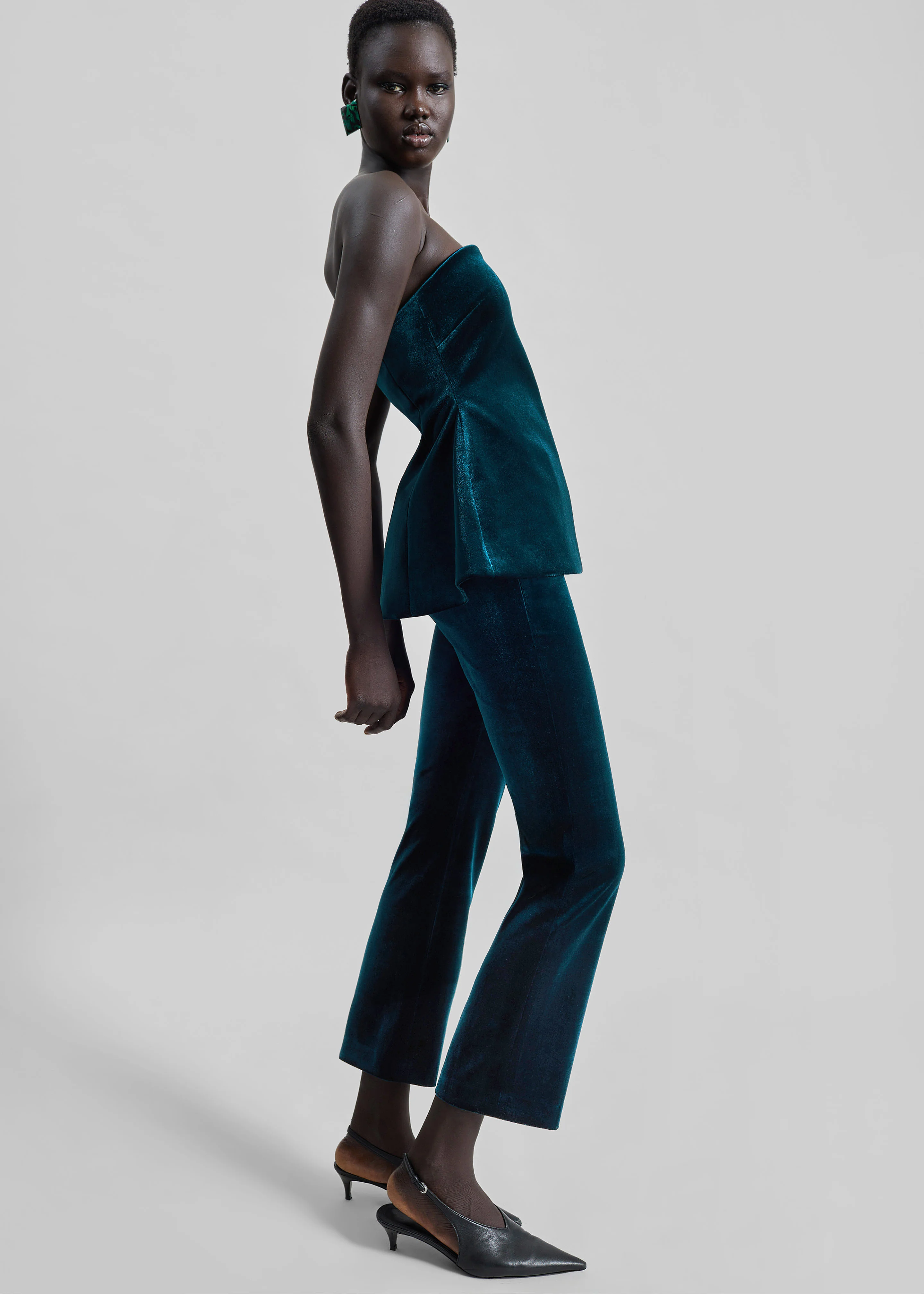 Laila Velvet Trousers - Deep Green