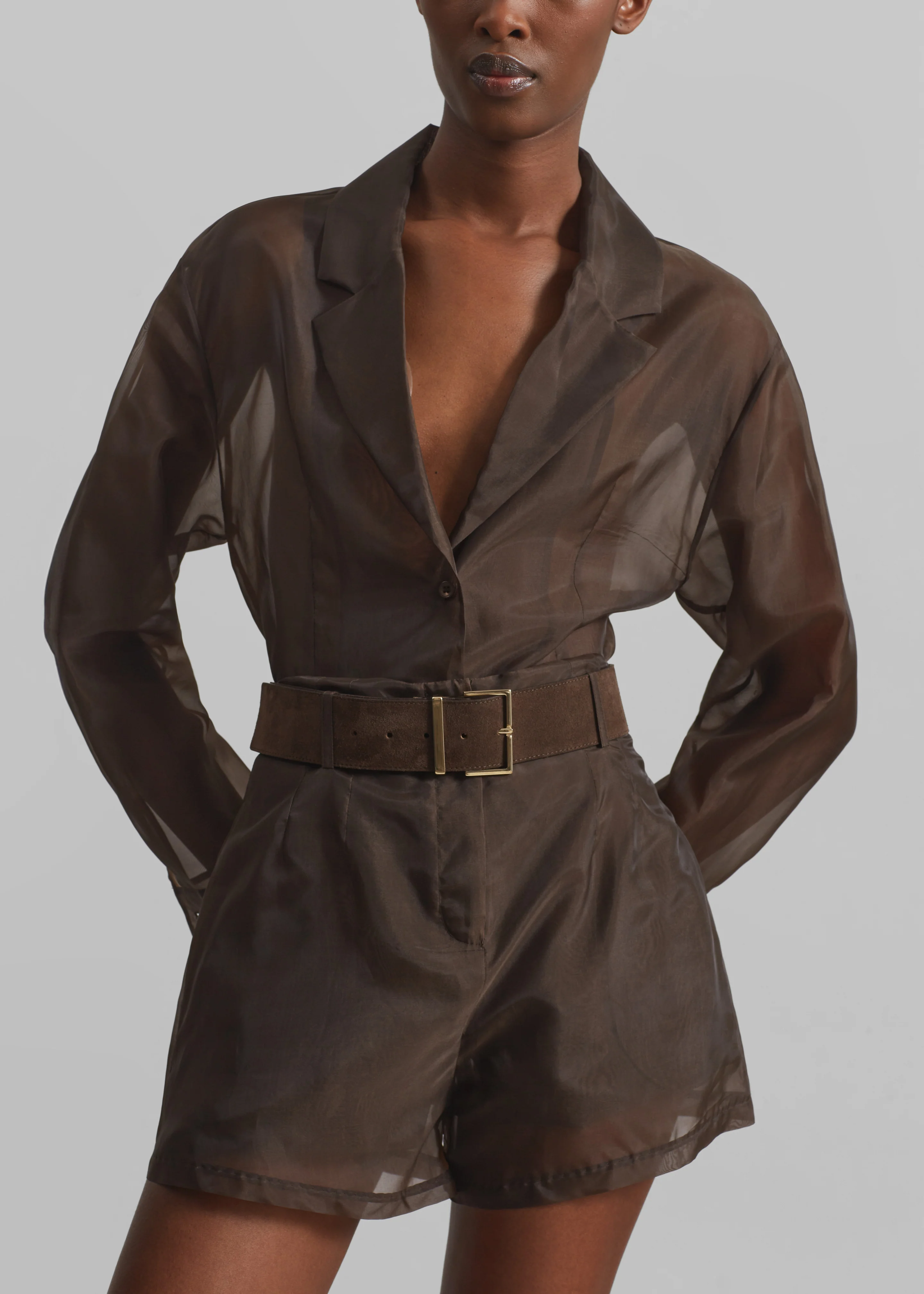 Lise Sheer Shorts - Brown - Image 6