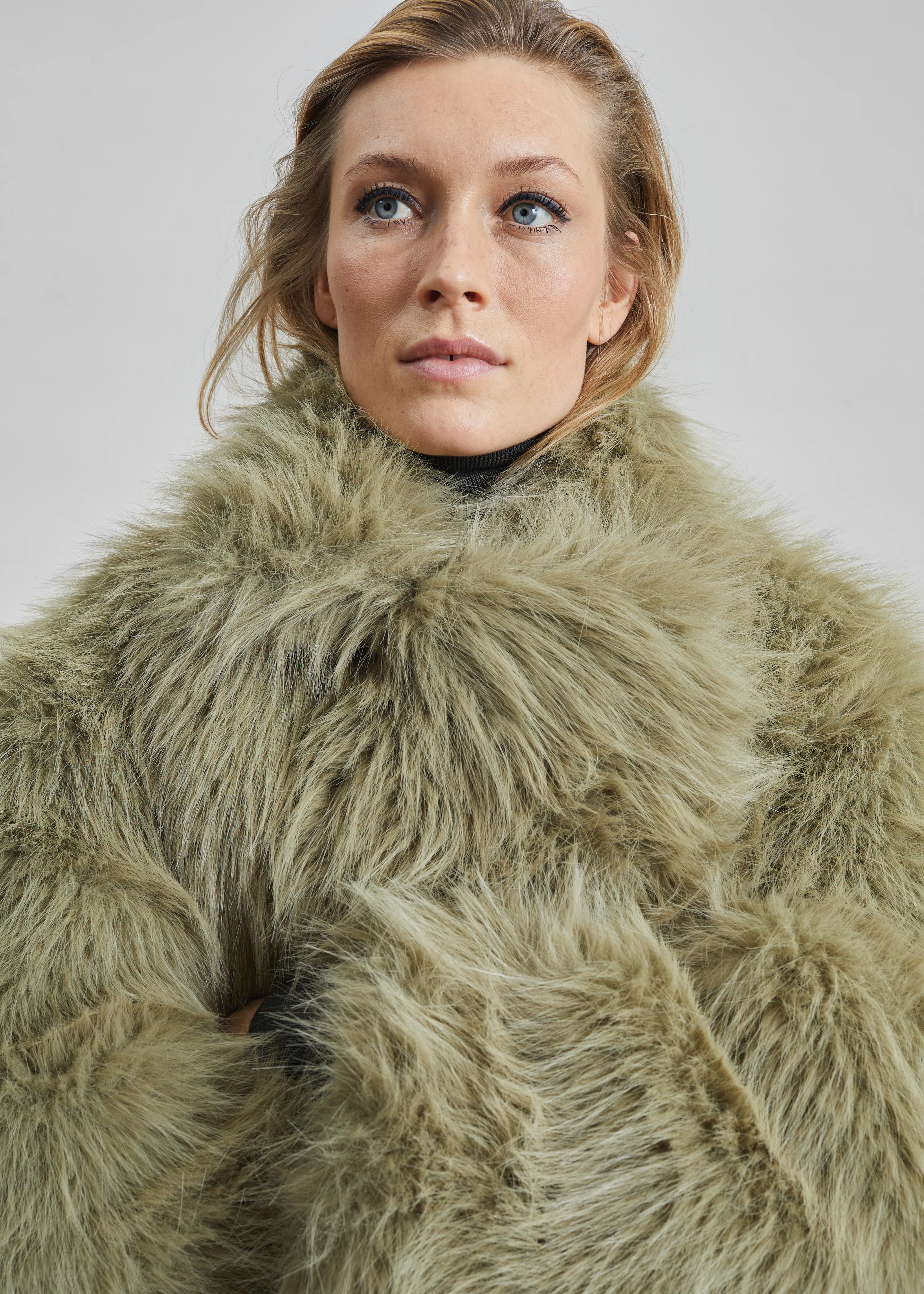 Liza Short Faux Fur Coat - Sage - Image 2