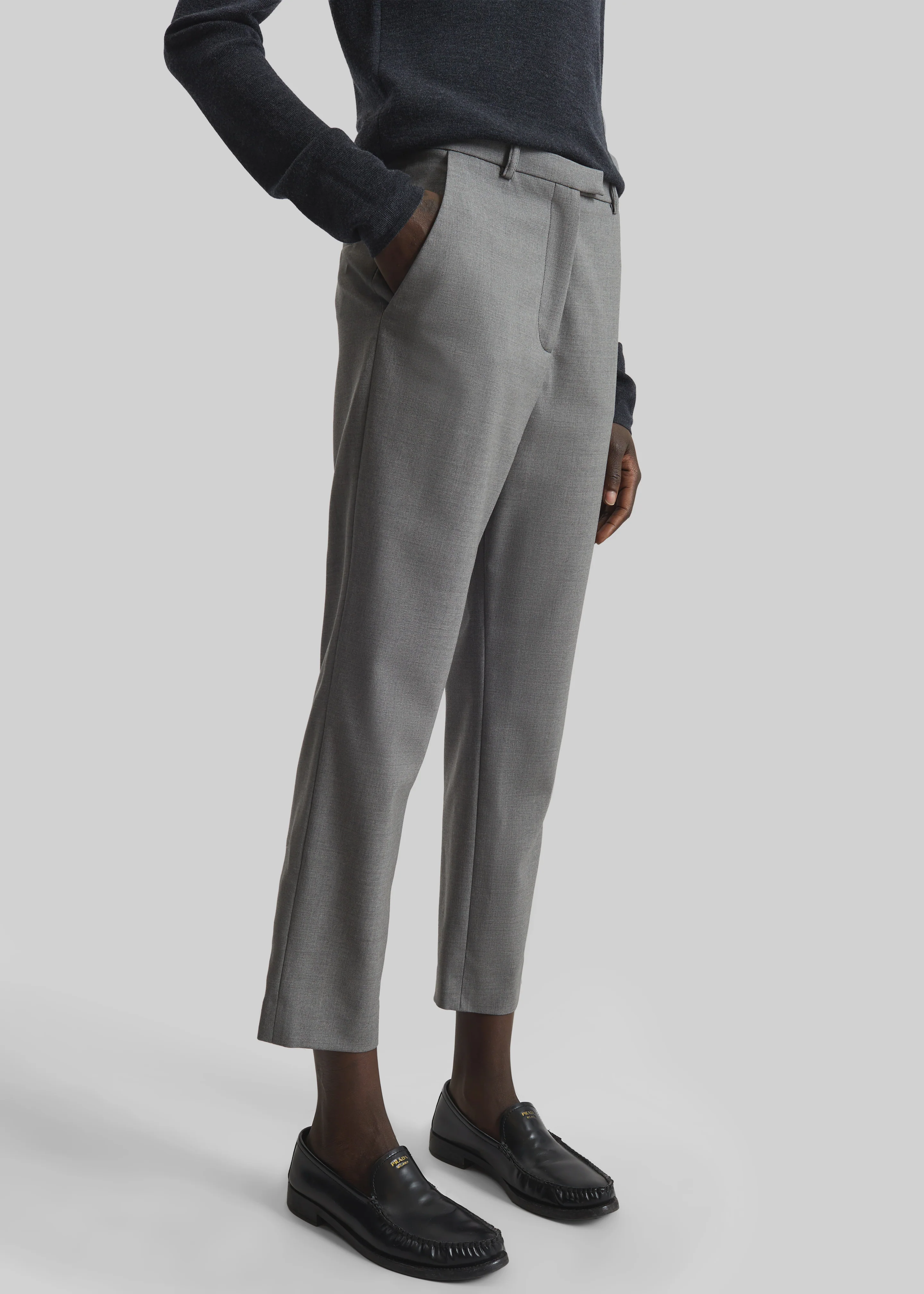 Loulou de Saison Carlo Straight Leg Pants - Grey - Image 2