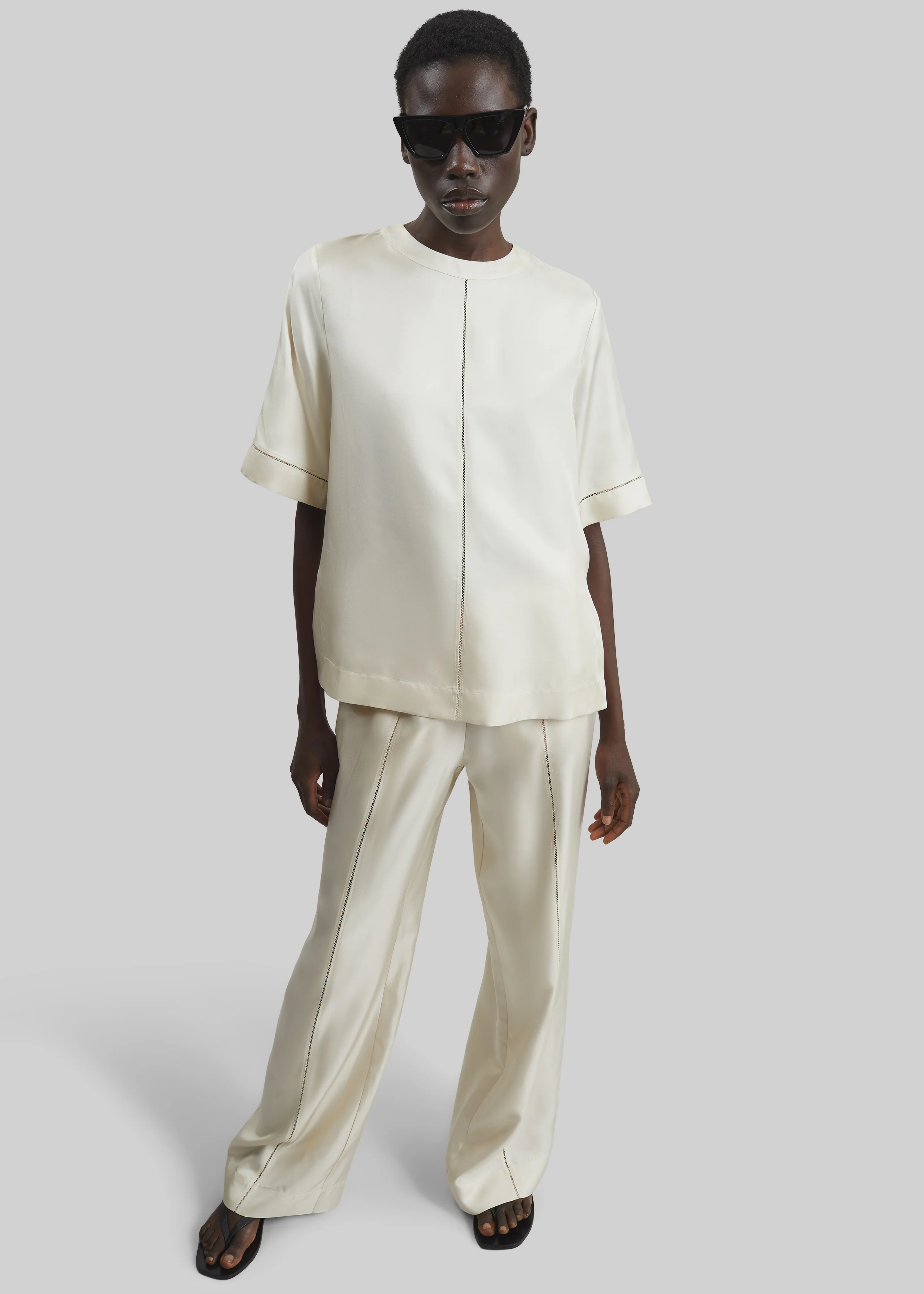 Loulou de Saison Havana Silk Twill Top - Ivory