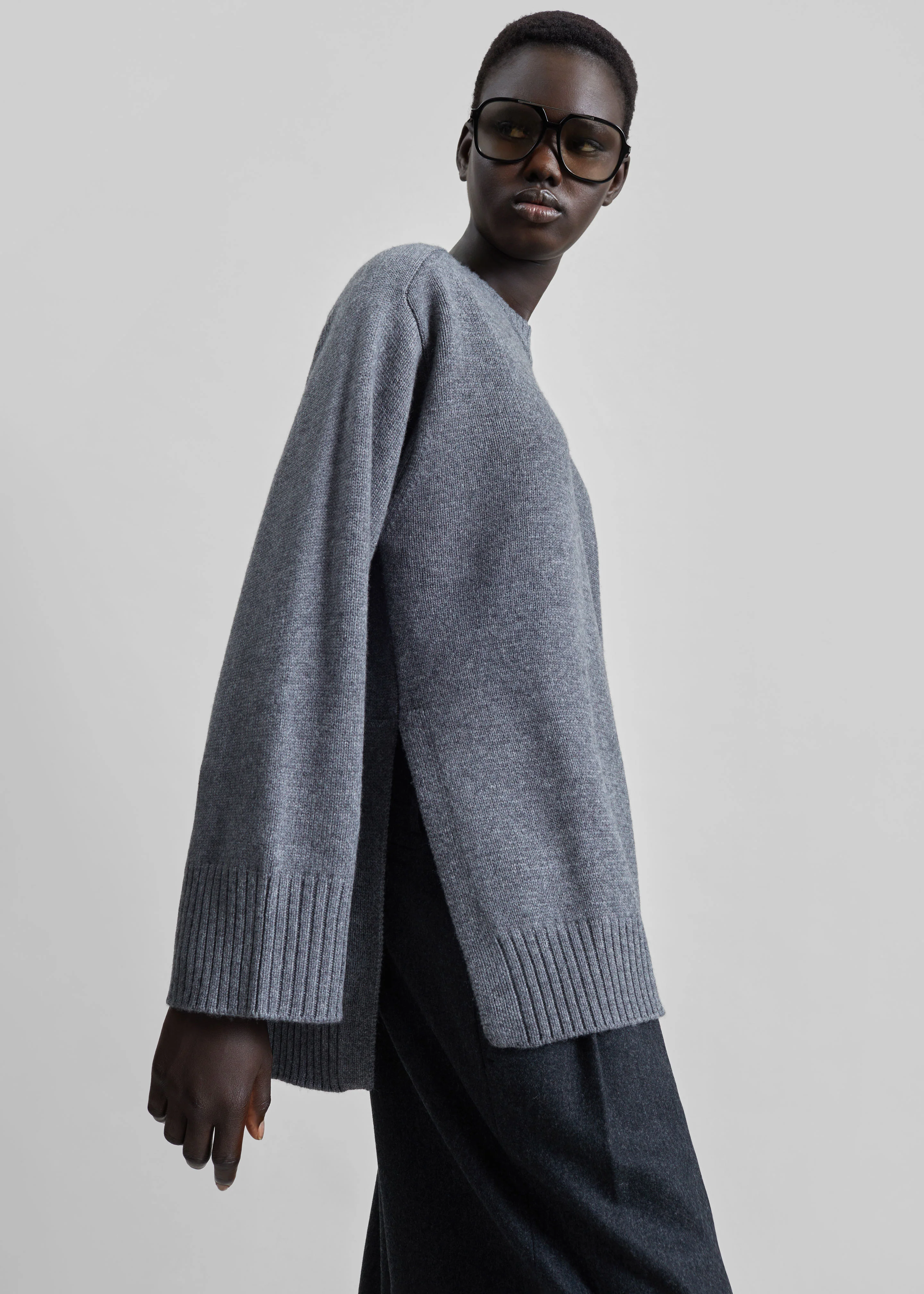 Loulou de Saison Safi LDS Cashmere Blend Sweater - Anthracite Melange