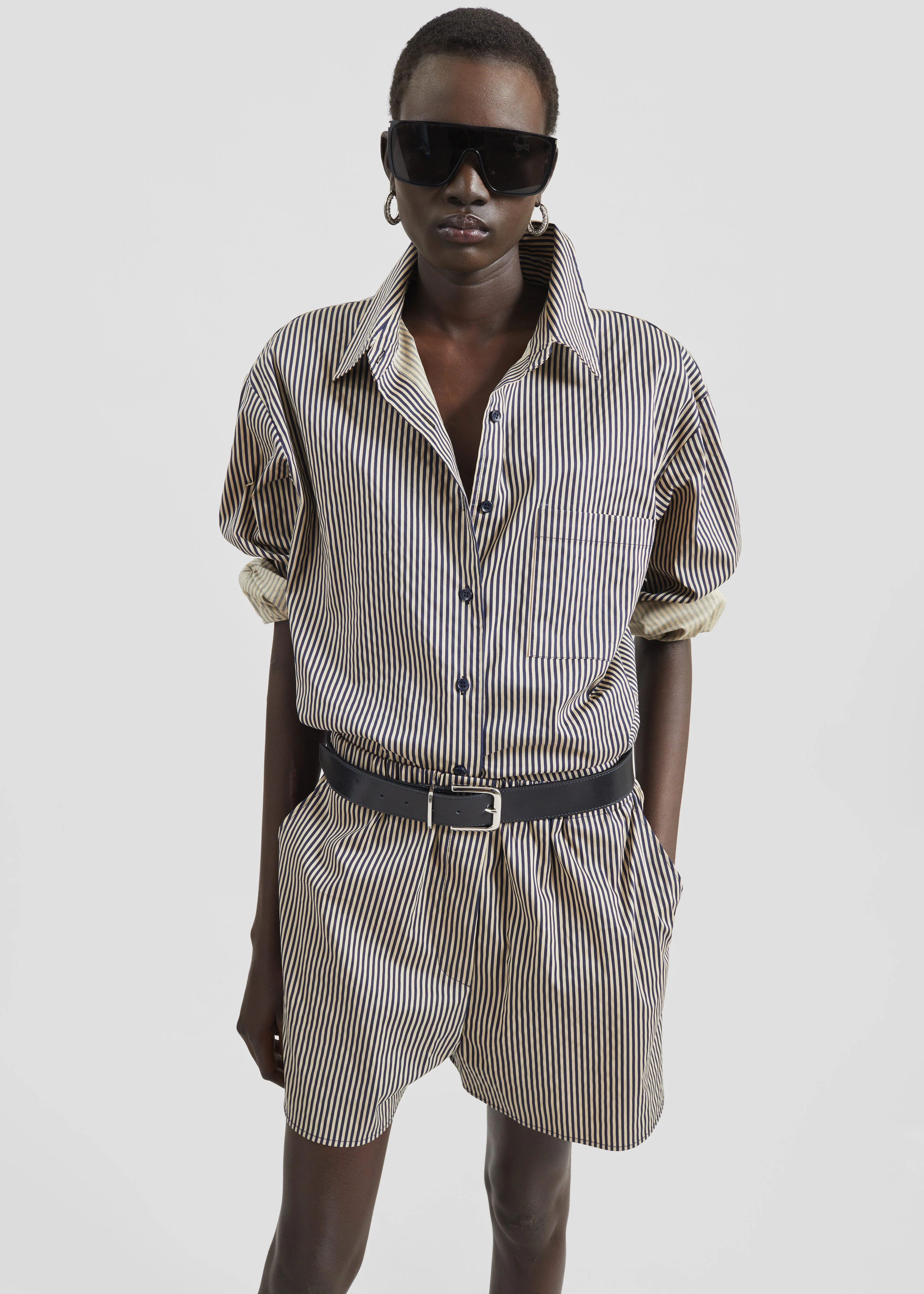 Lui Boxer Shorts - Beige/Navy Stripe - Image 2
