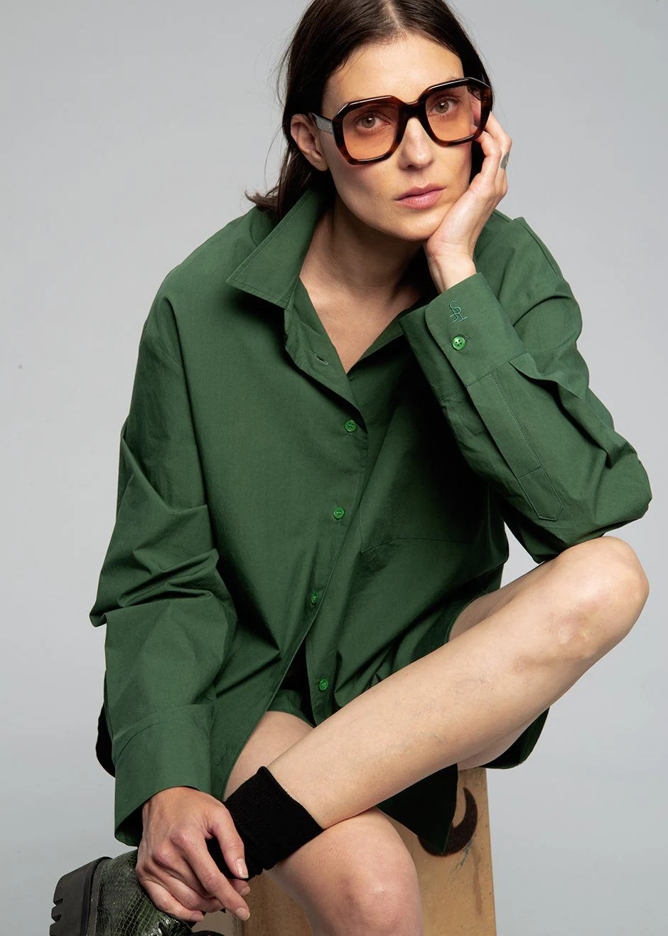 Lui Organic Cotton Shirt - Hunter Green - Image 11
