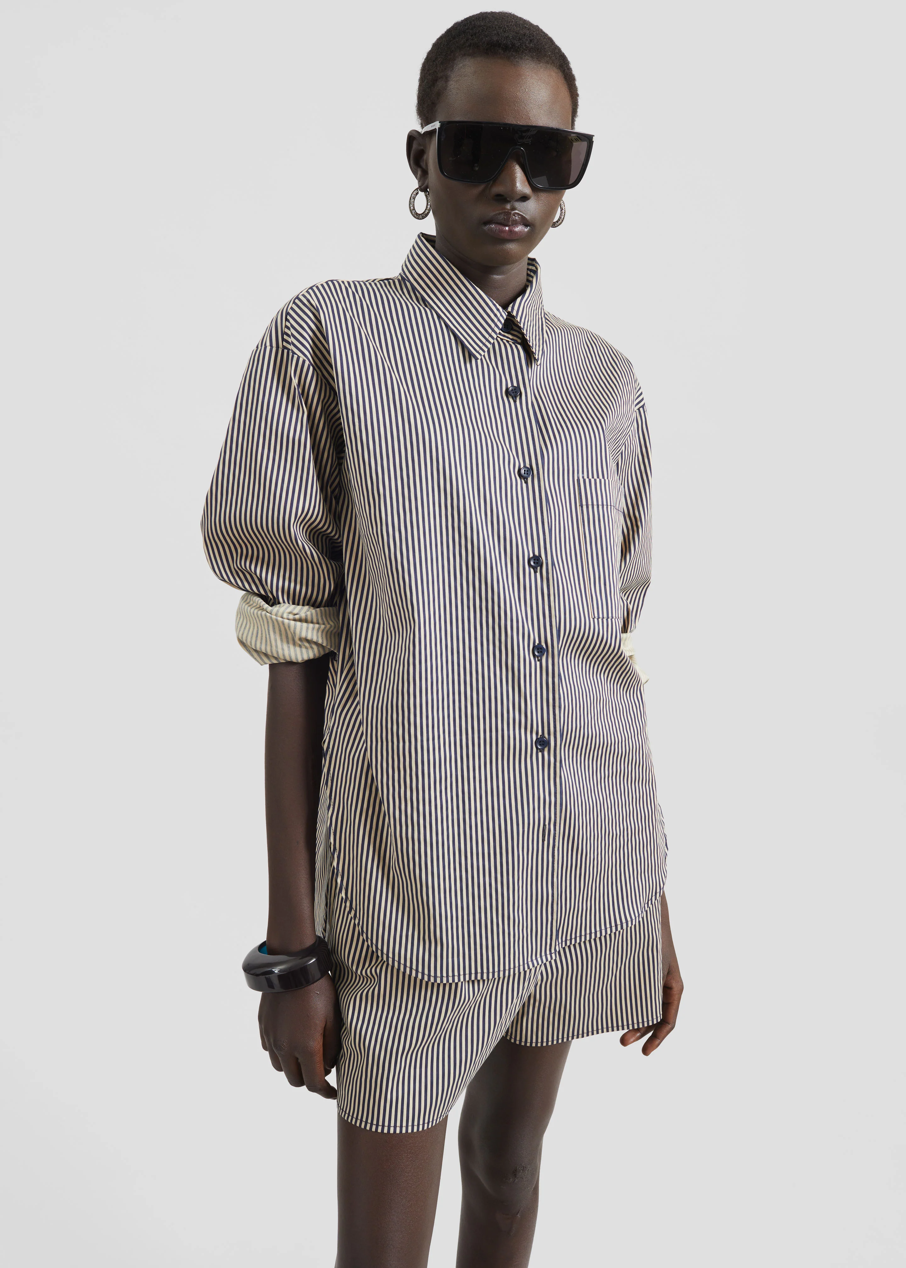 Lui Shirt - Beige/Navy Stripe - Image 2