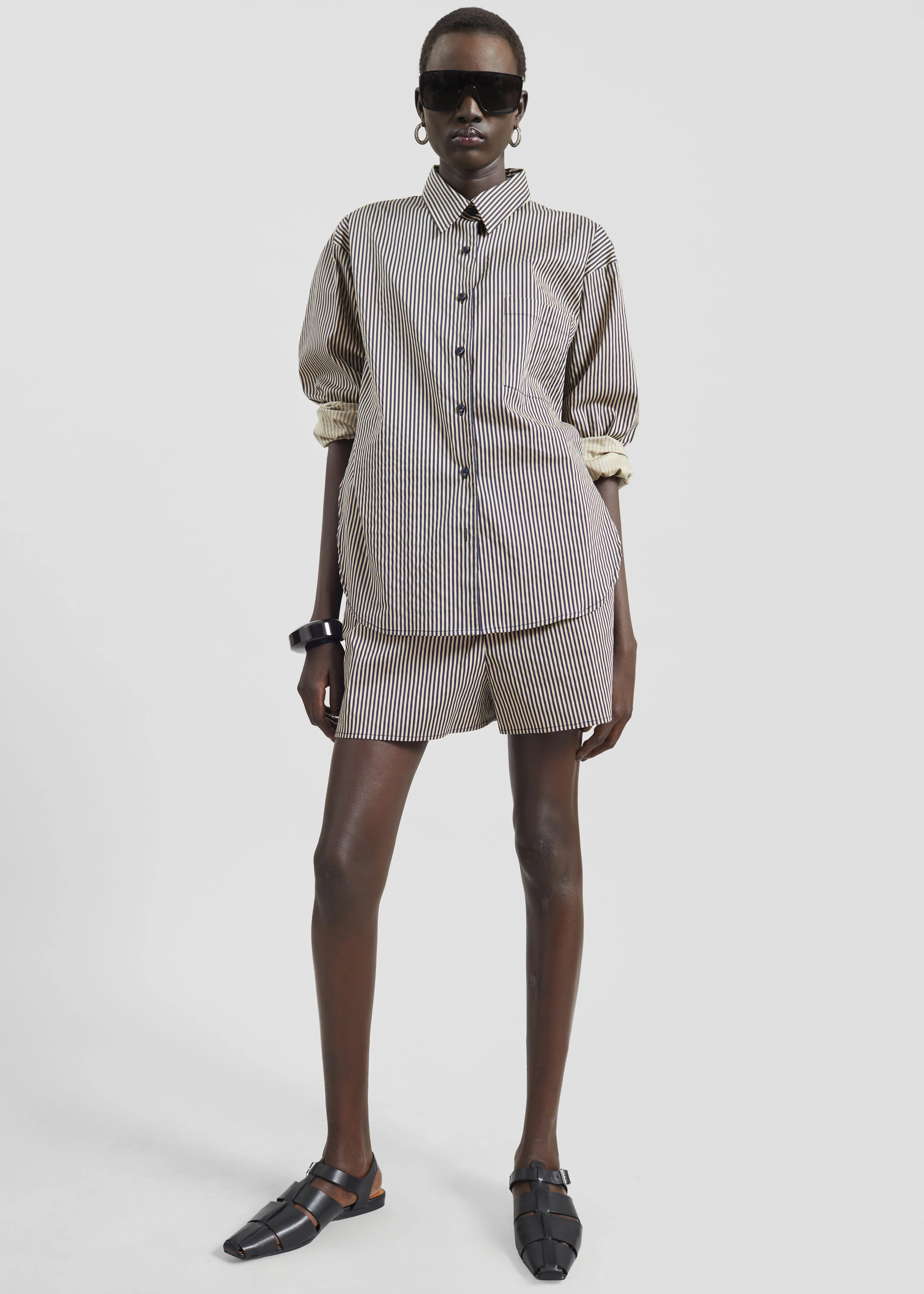 Lui Shirt - Beige/Navy Stripe - Image 4