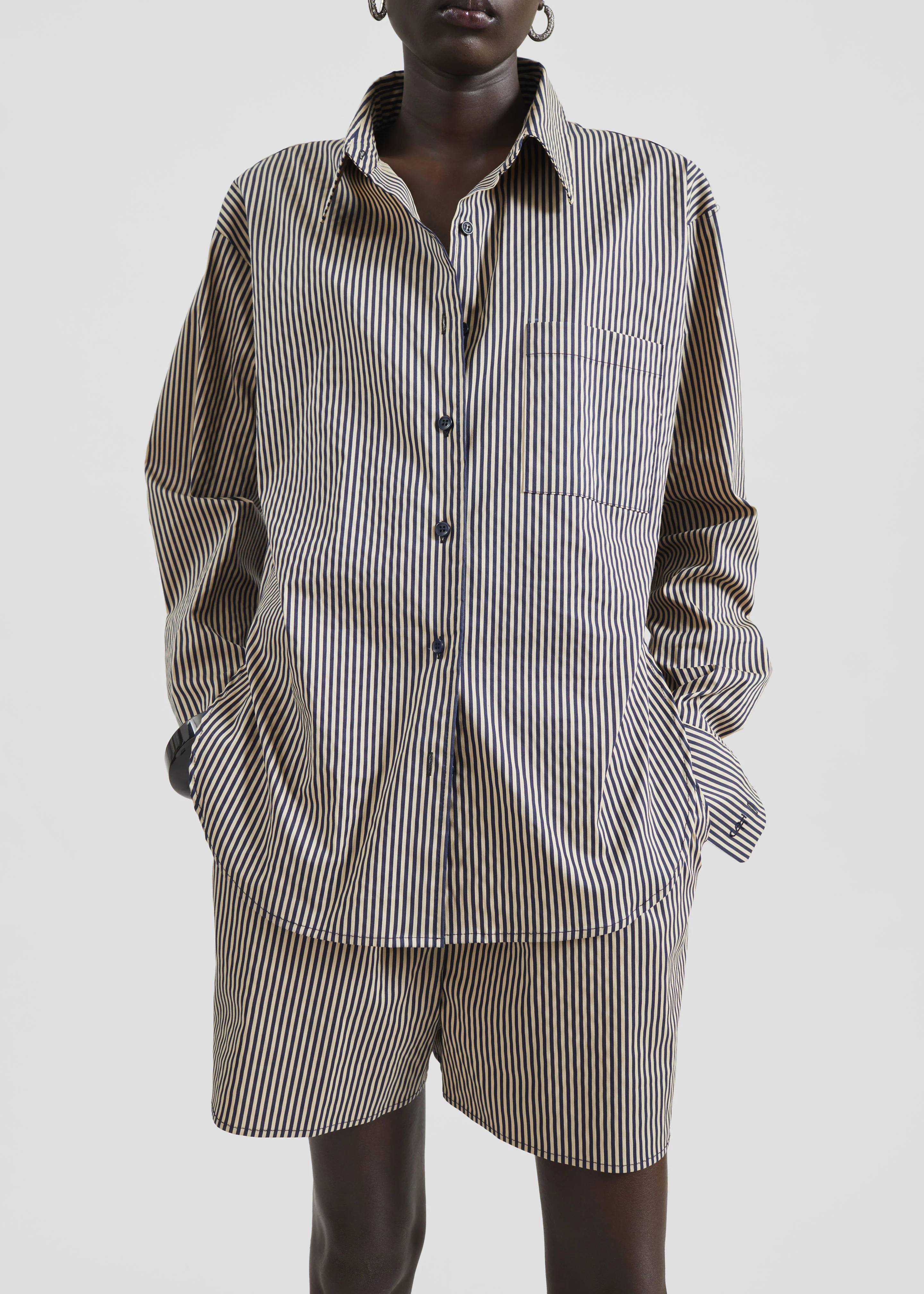 Lui Shirt - Beige/Navy Stripe - Image 5