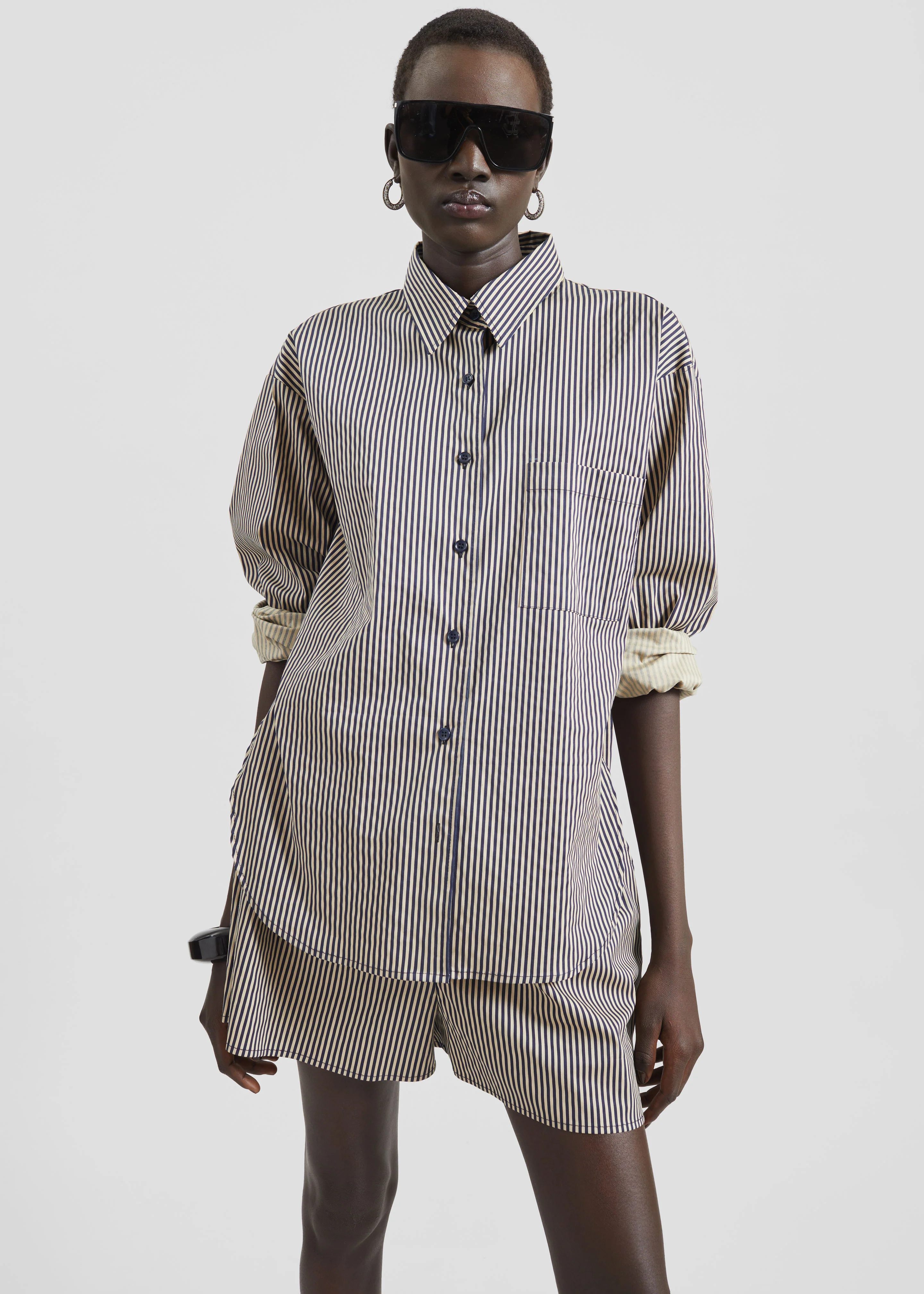 Lui Shirt - Beige/Navy Stripe - Image 6
