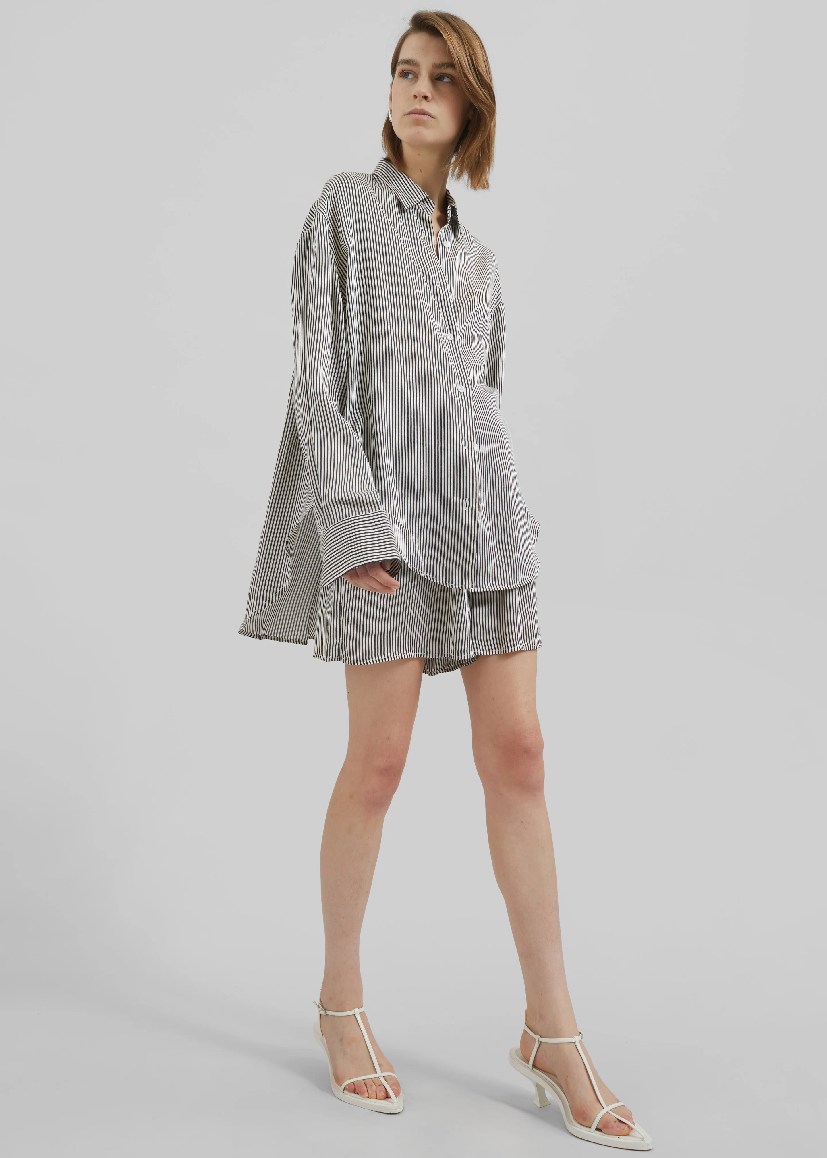 Lui Striped Silk Shirt - Black/White Stripe - Image 7