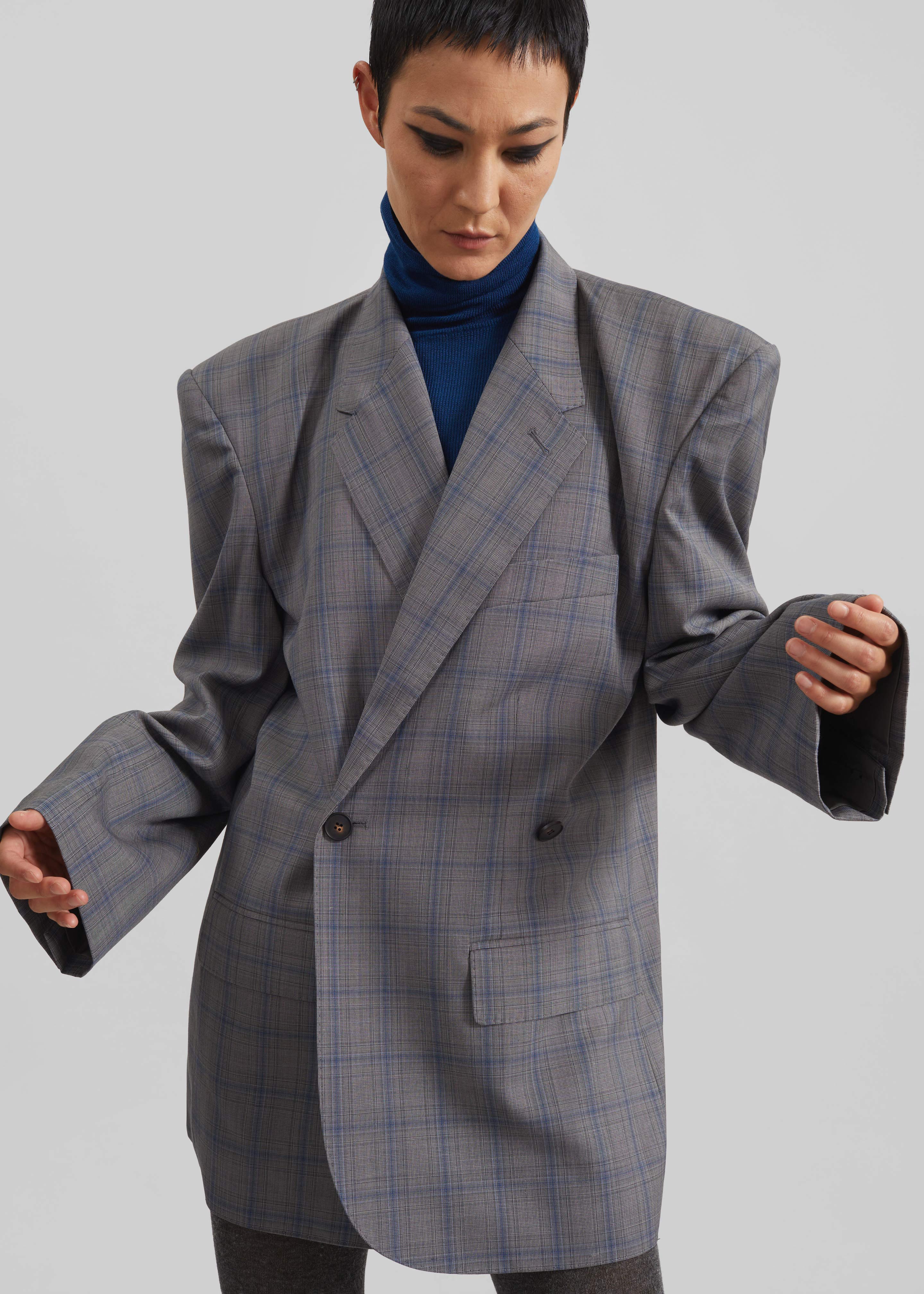 Marnay Padded Blazer - Grey Plaid
