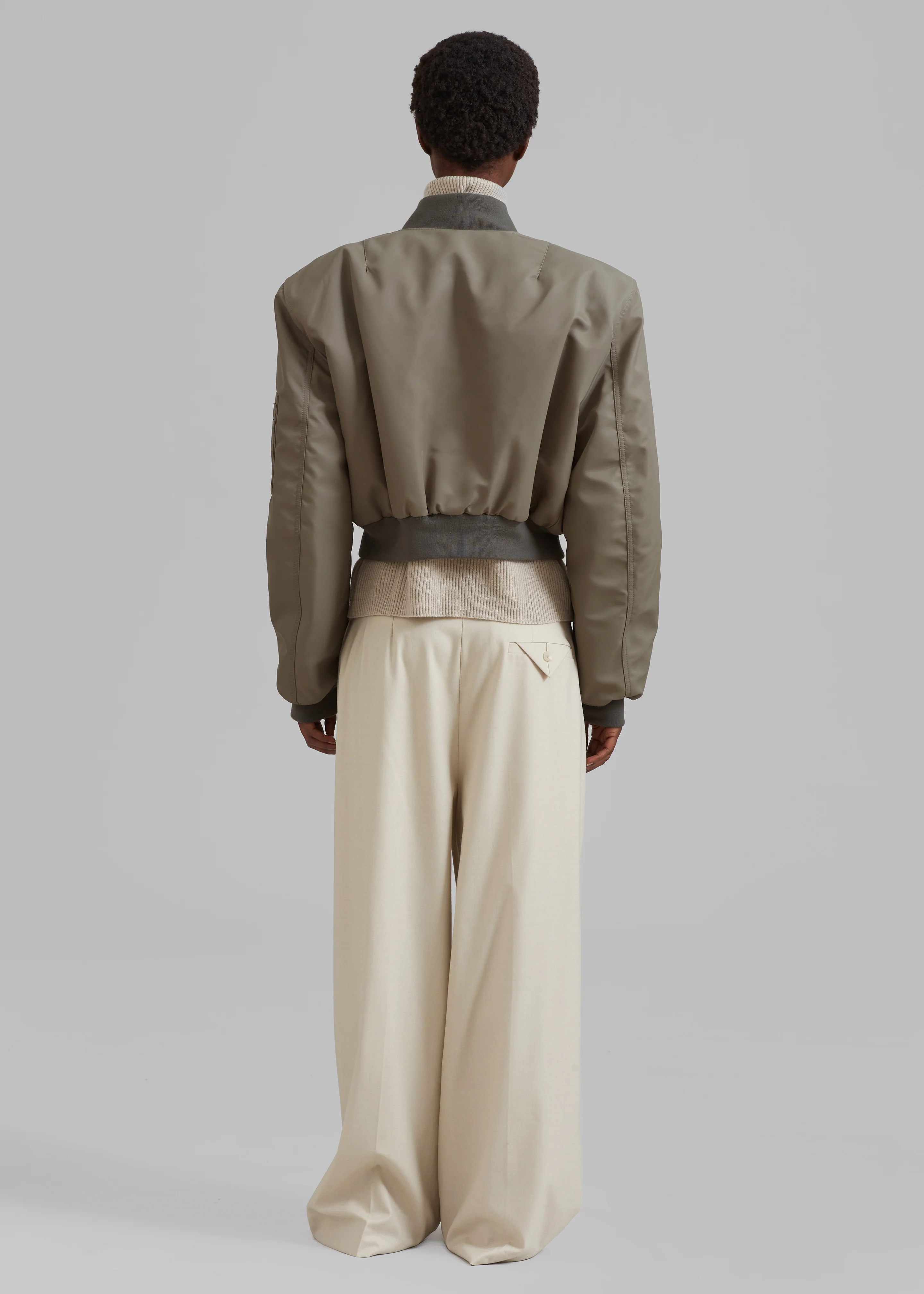 Mati Cropped Padded Bomber - Olive - Image 12
