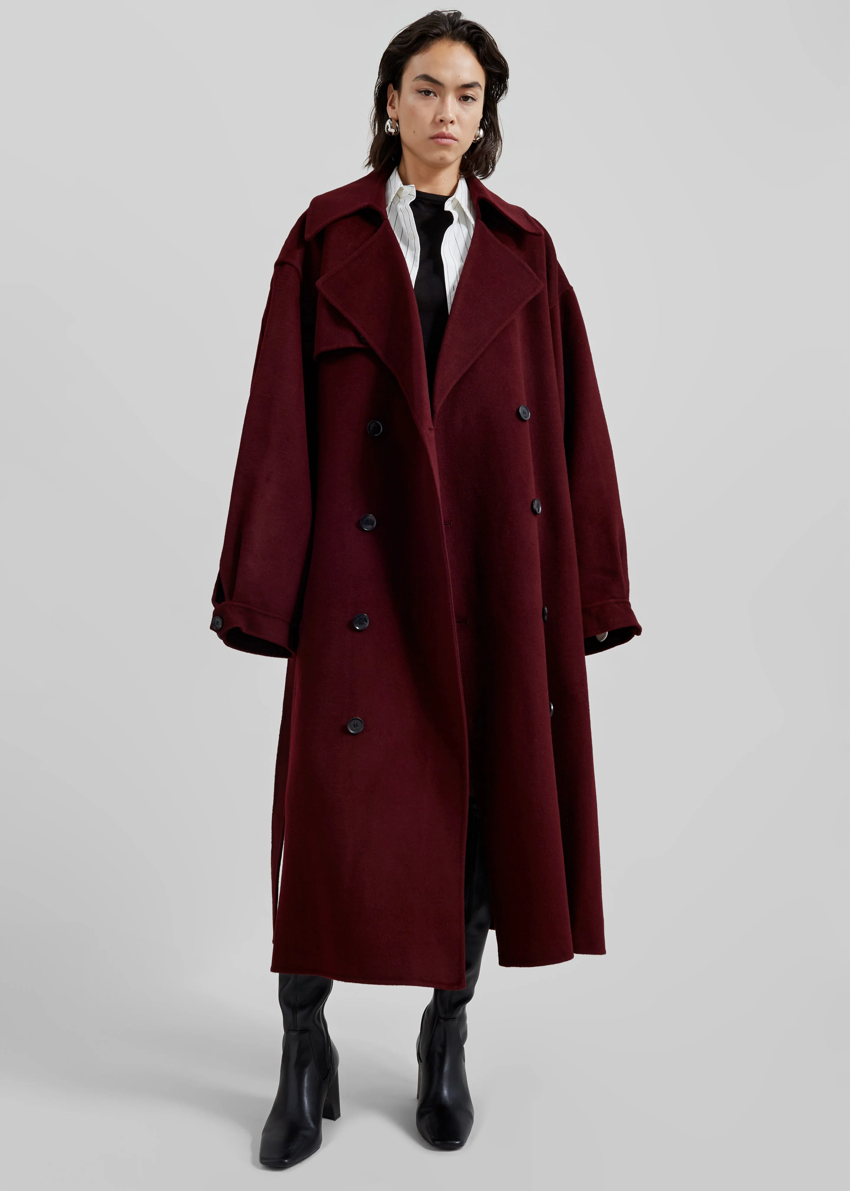 Mavis Long Coat - Burgundy - Image 3
