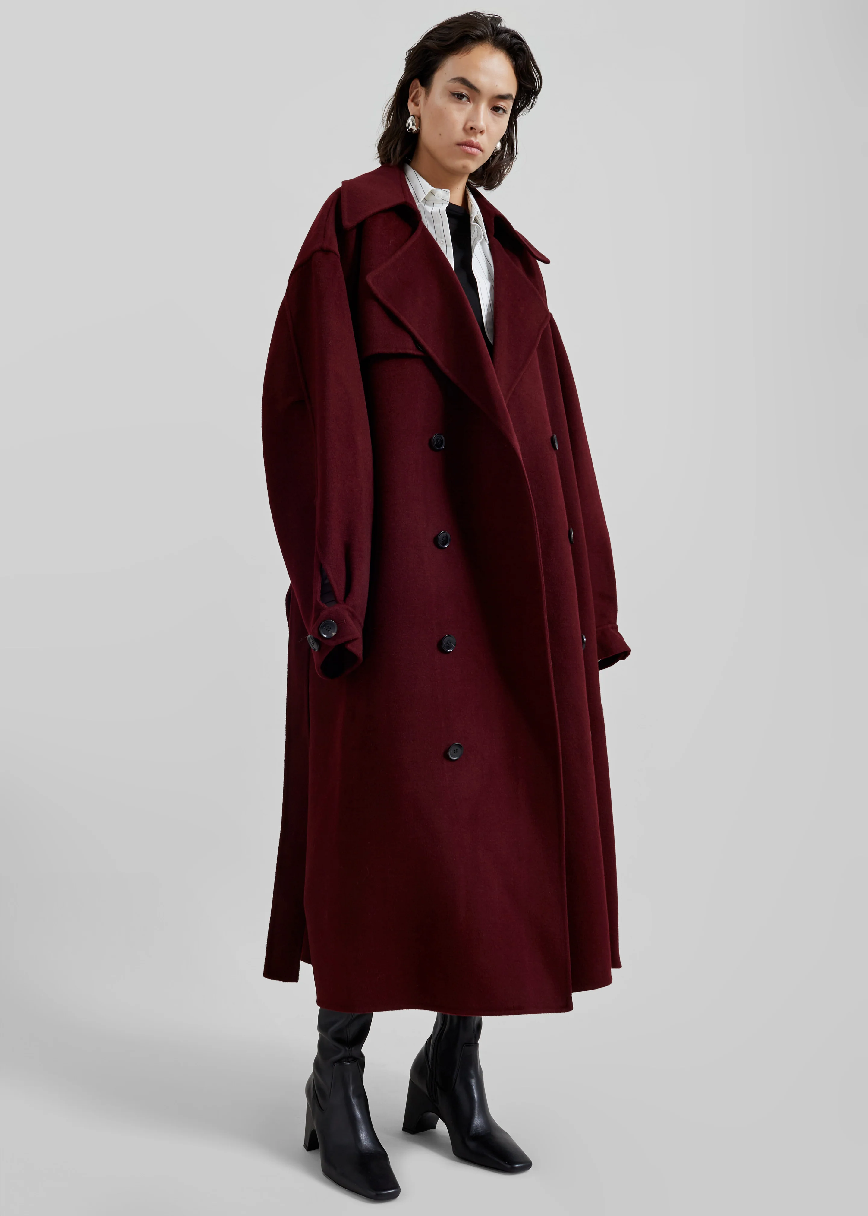 Mavis Long Coat - Burgundy - Image 4