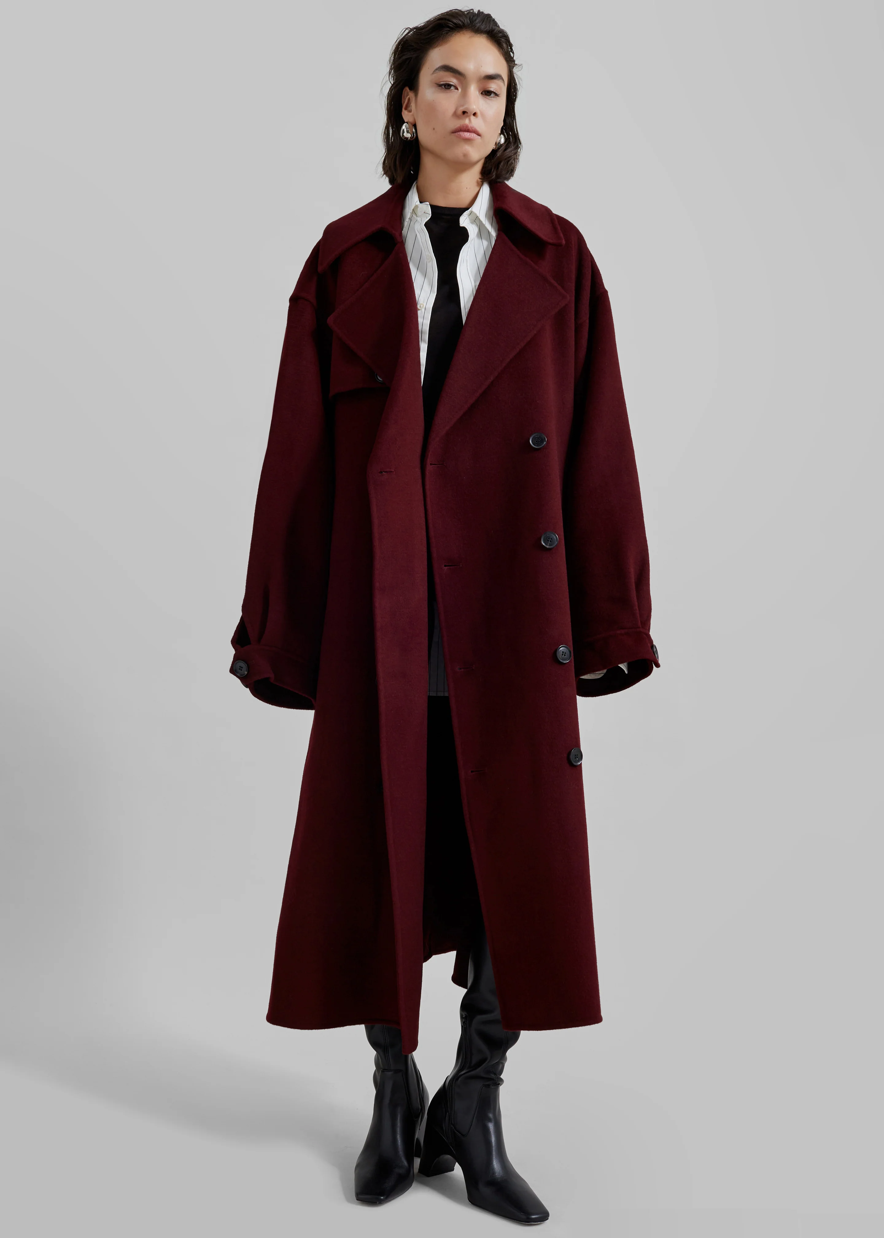 Mavis Long Coat - Burgundy - Image 5