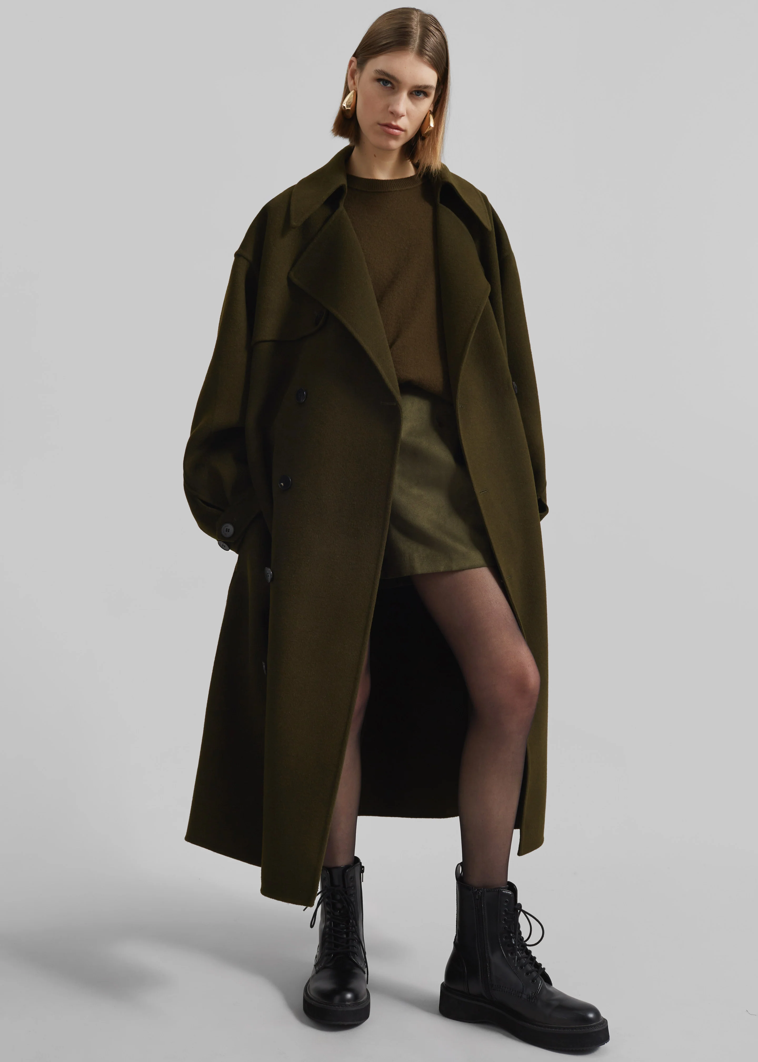 Mavis Long Coat - Khaki - Image 3