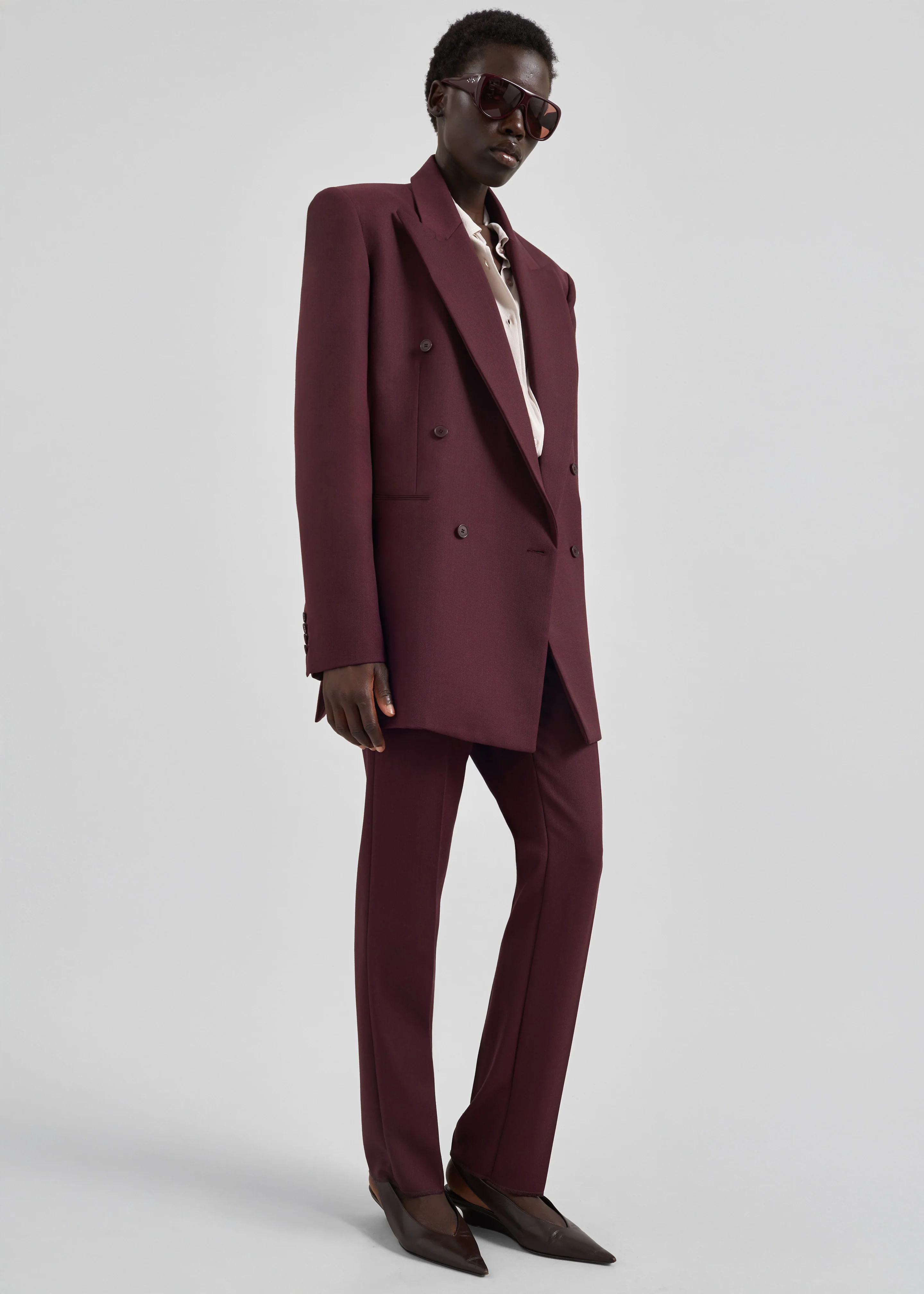 Monterey Structured Wool Blazer - Burgundy - Image 3