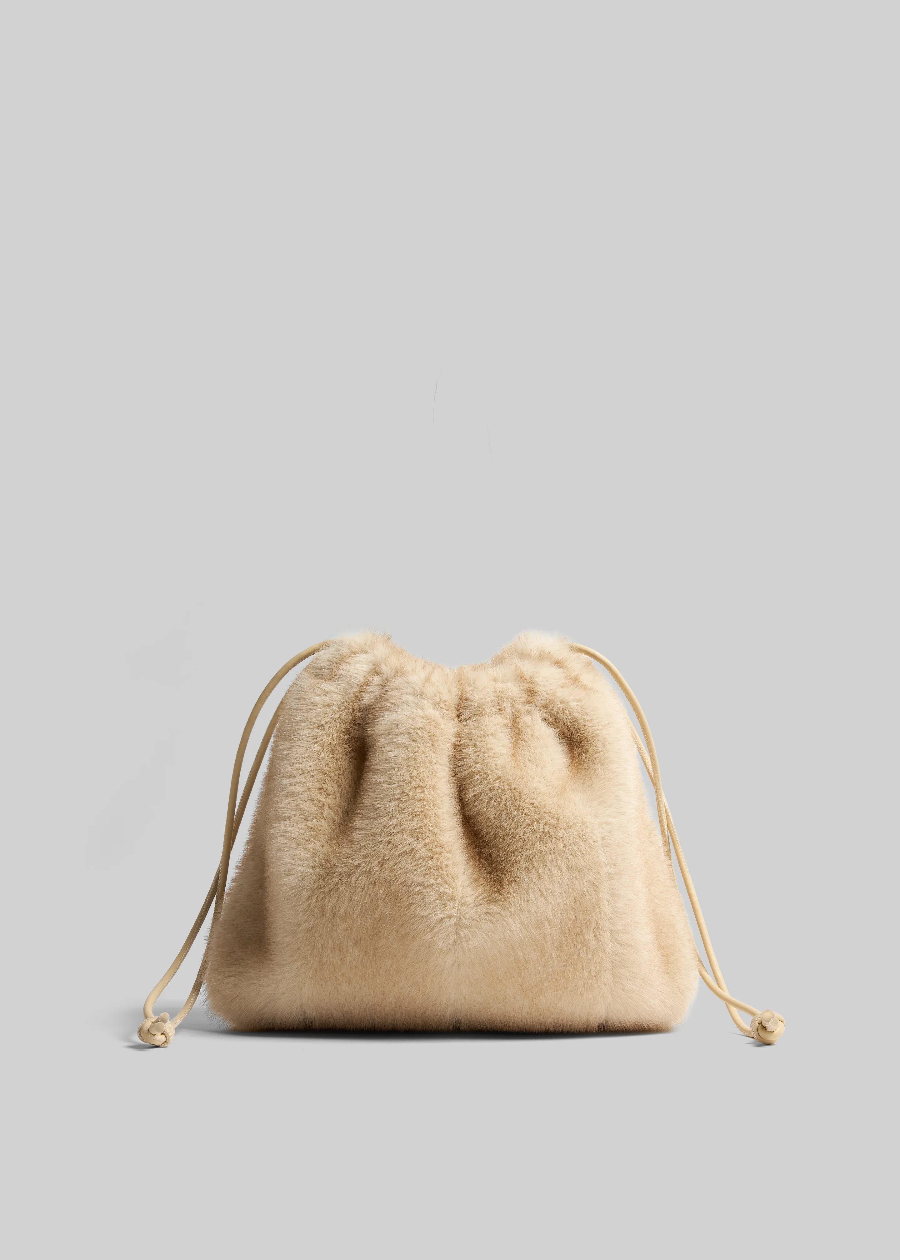 Morgan Faux Fur Small Pouch - Beige - Image 5