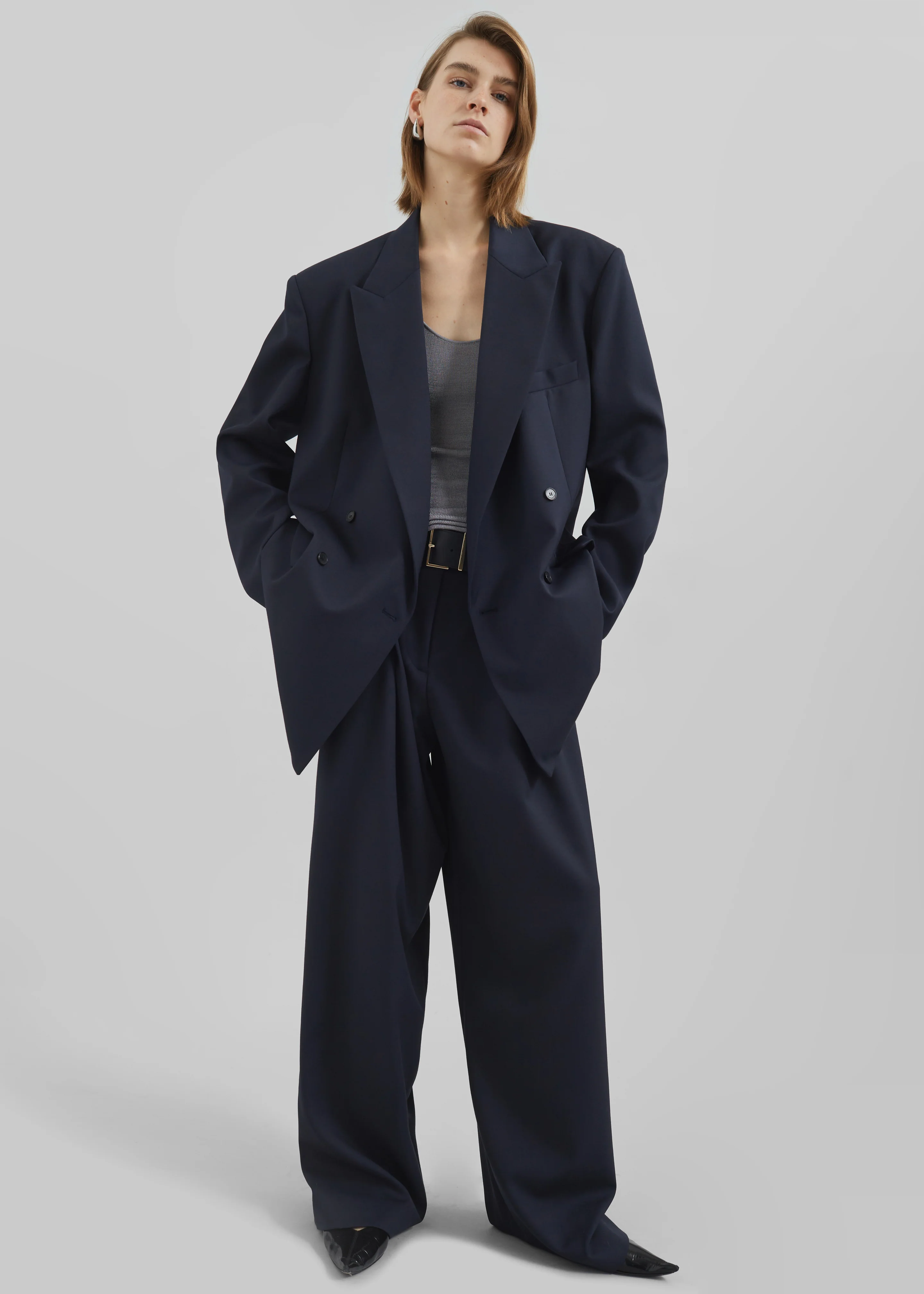 Newark Double Breasted Blazer - Navy - Image 3