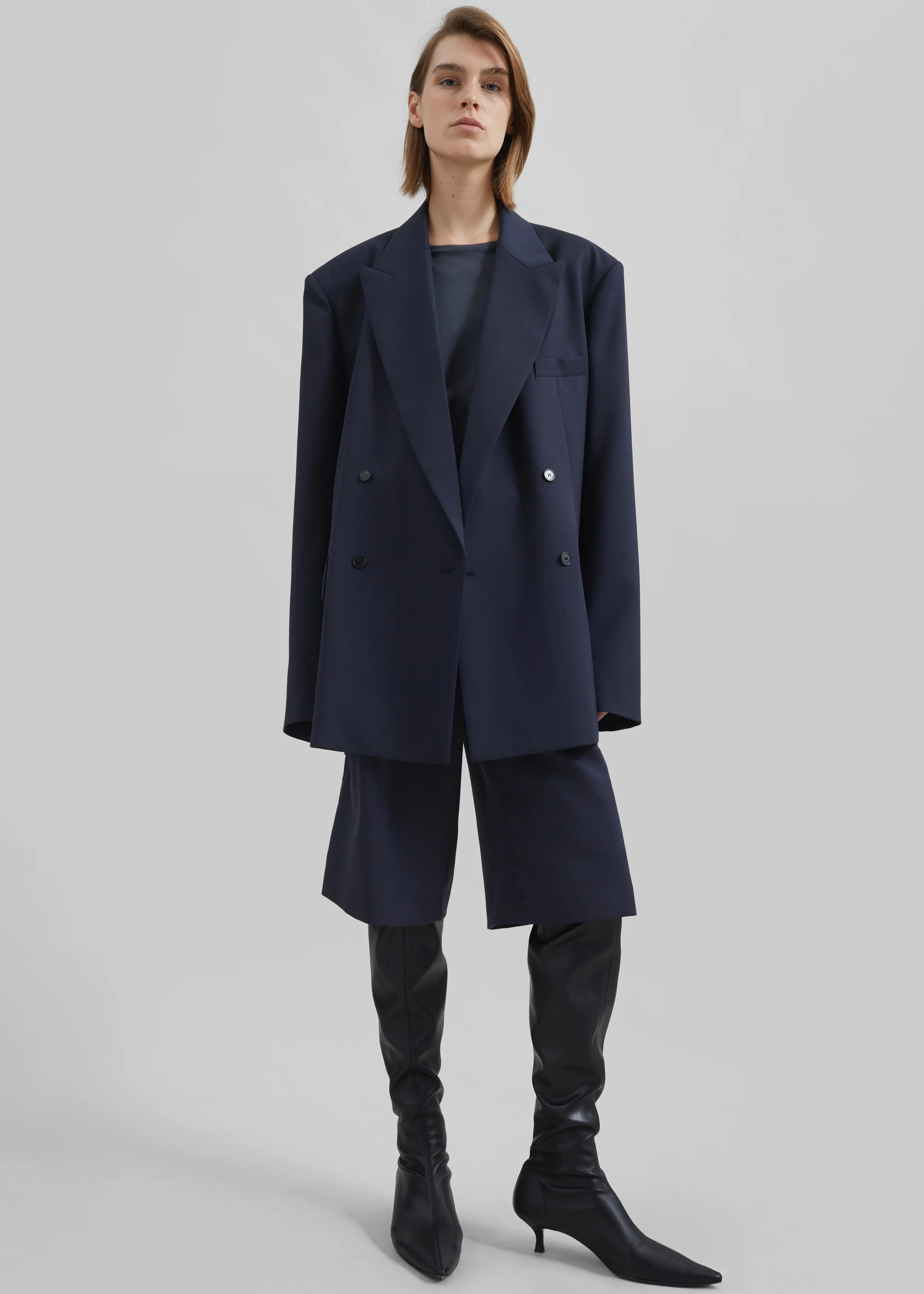 Newark Double Breasted Blazer - Navy - Image 6