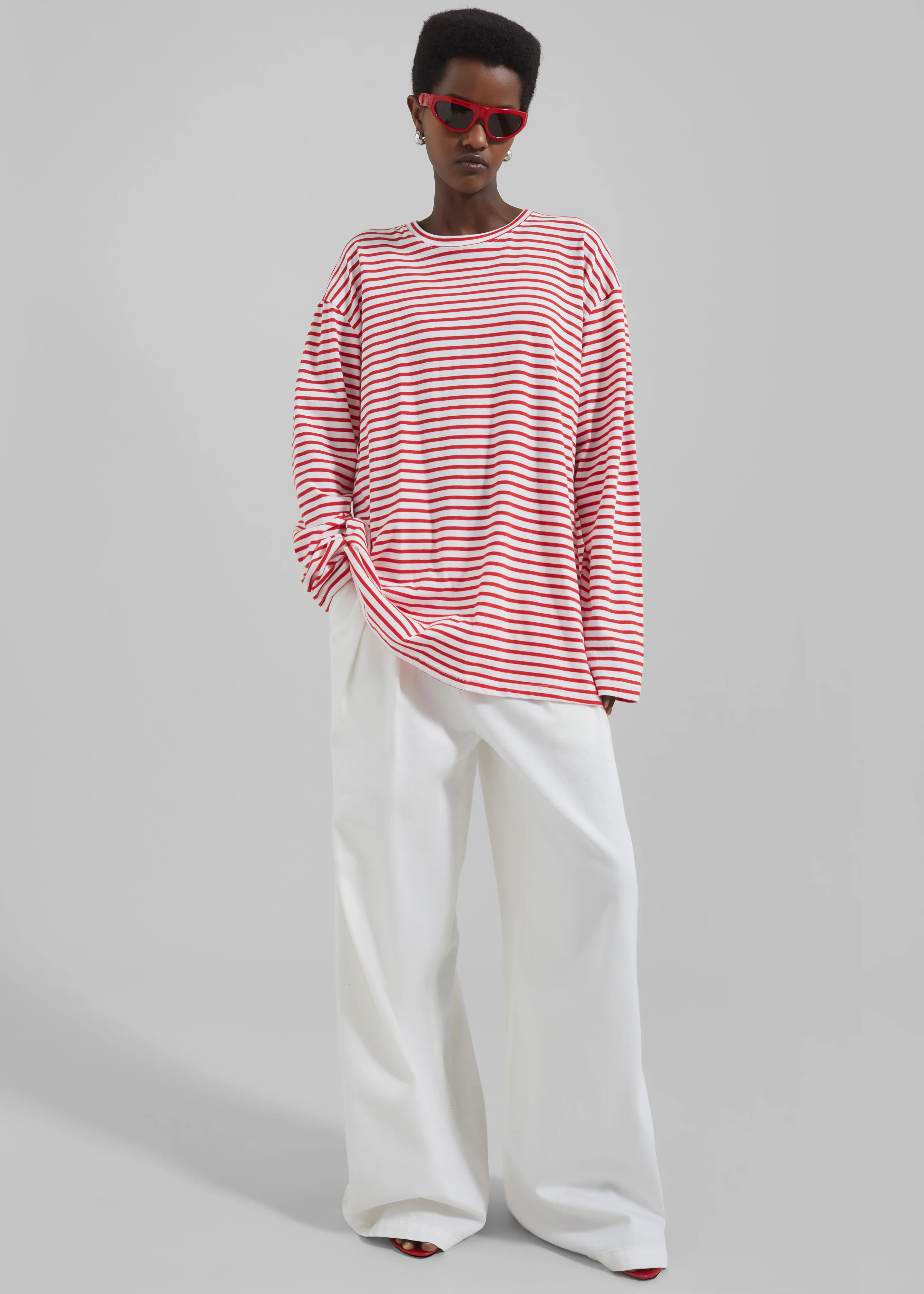 Nolan Pleated Denim Trousers - White - Image 6