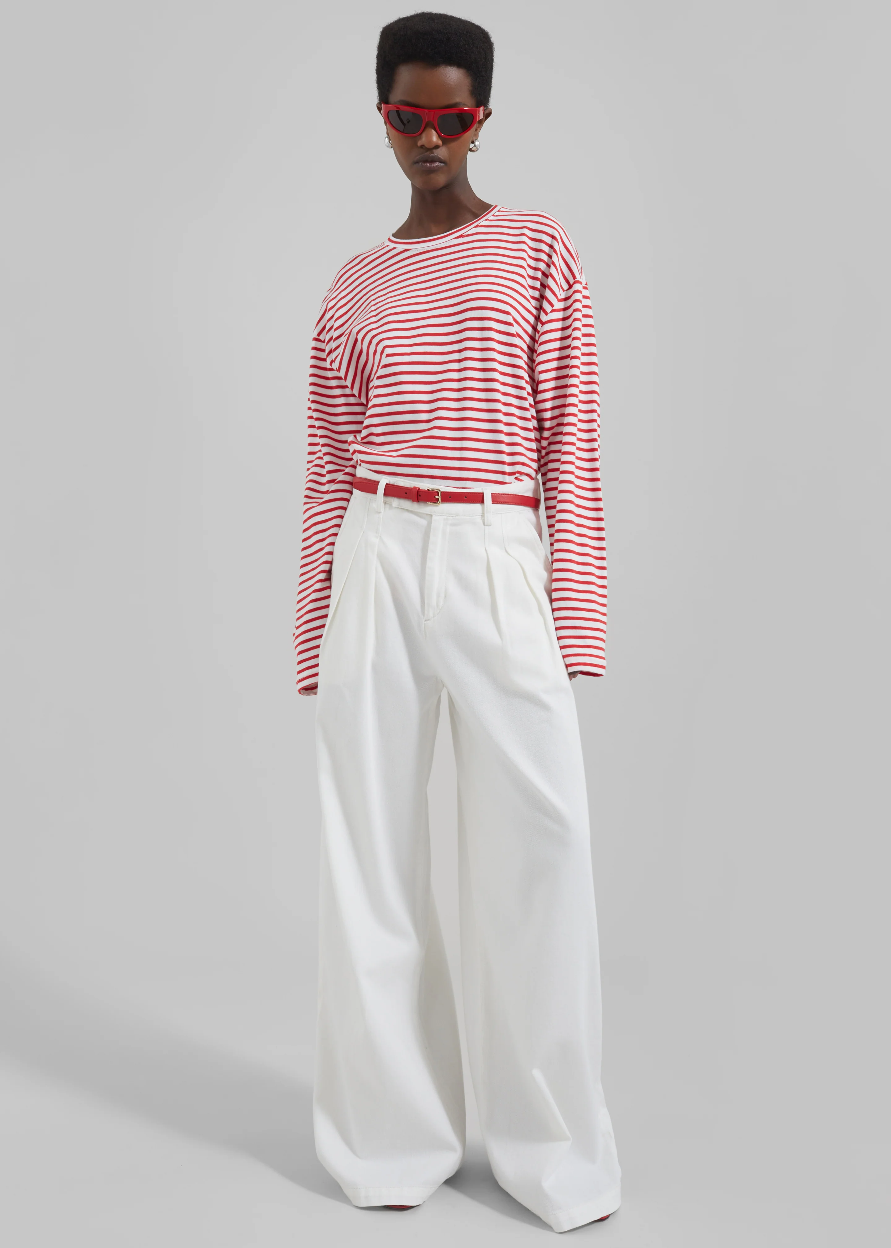 Nolan Pleated Denim Trousers - White - Image 7