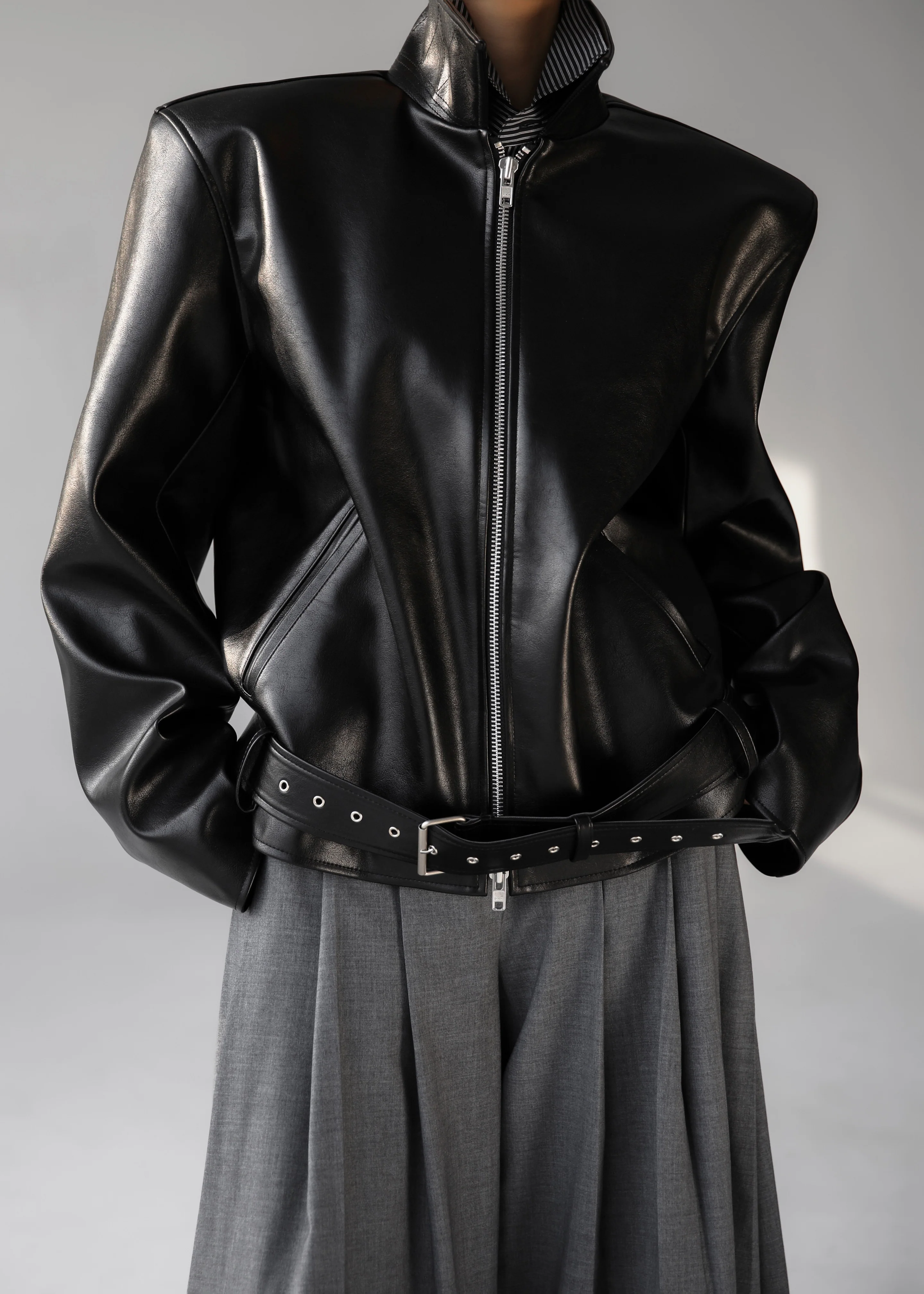 Norbury Faux Leather Jacket - Black - Image 5
