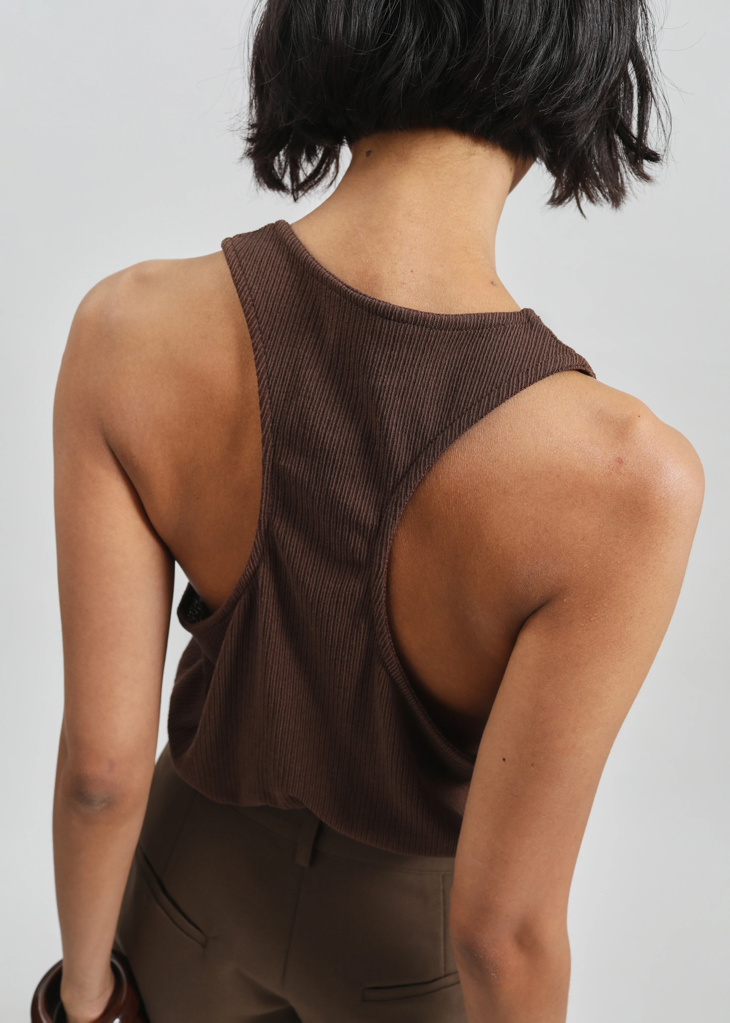 Nox Ribbed Tank Top - Brown - Image 2