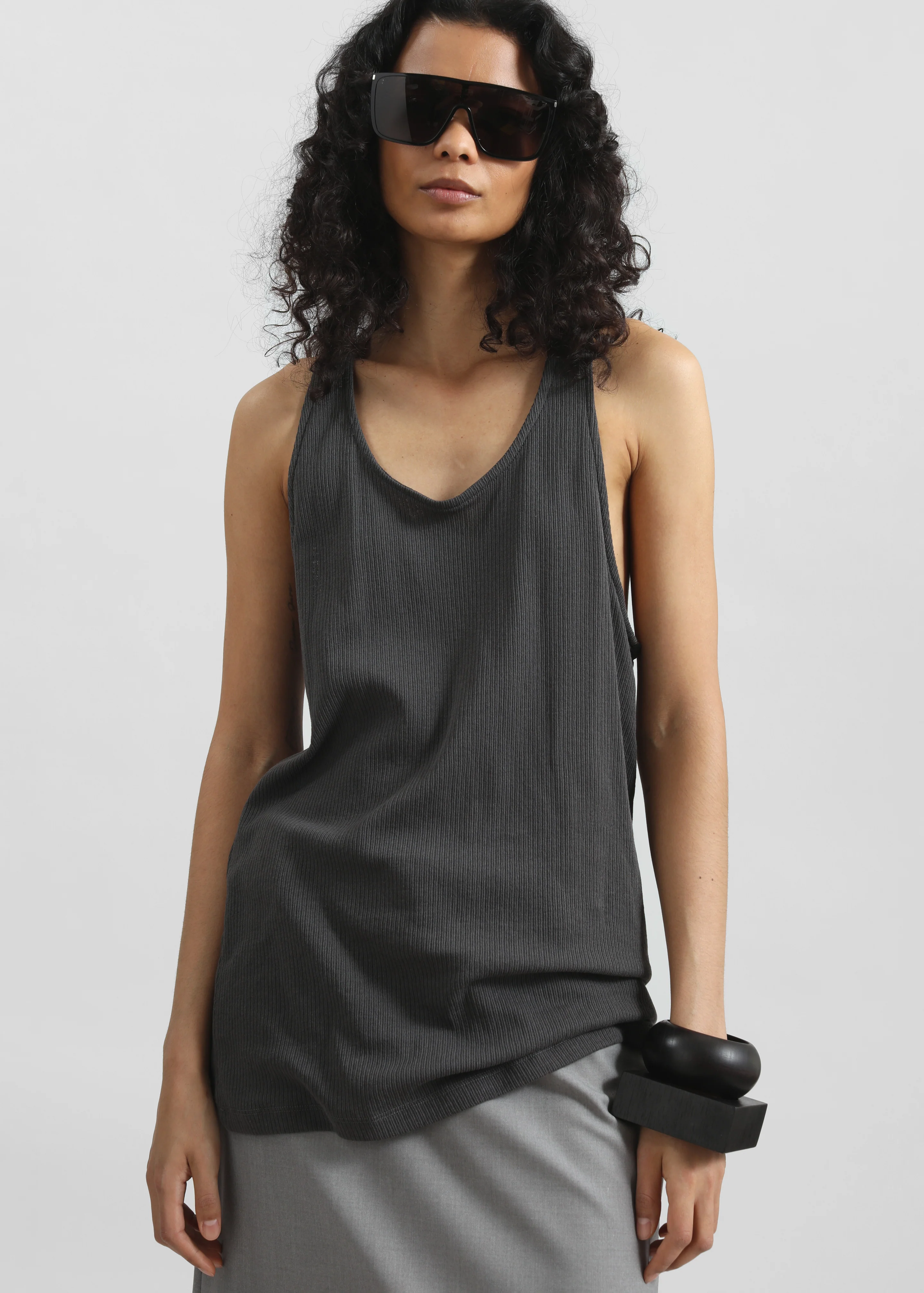 Nox Ribbed Tank Top - Storm Grey