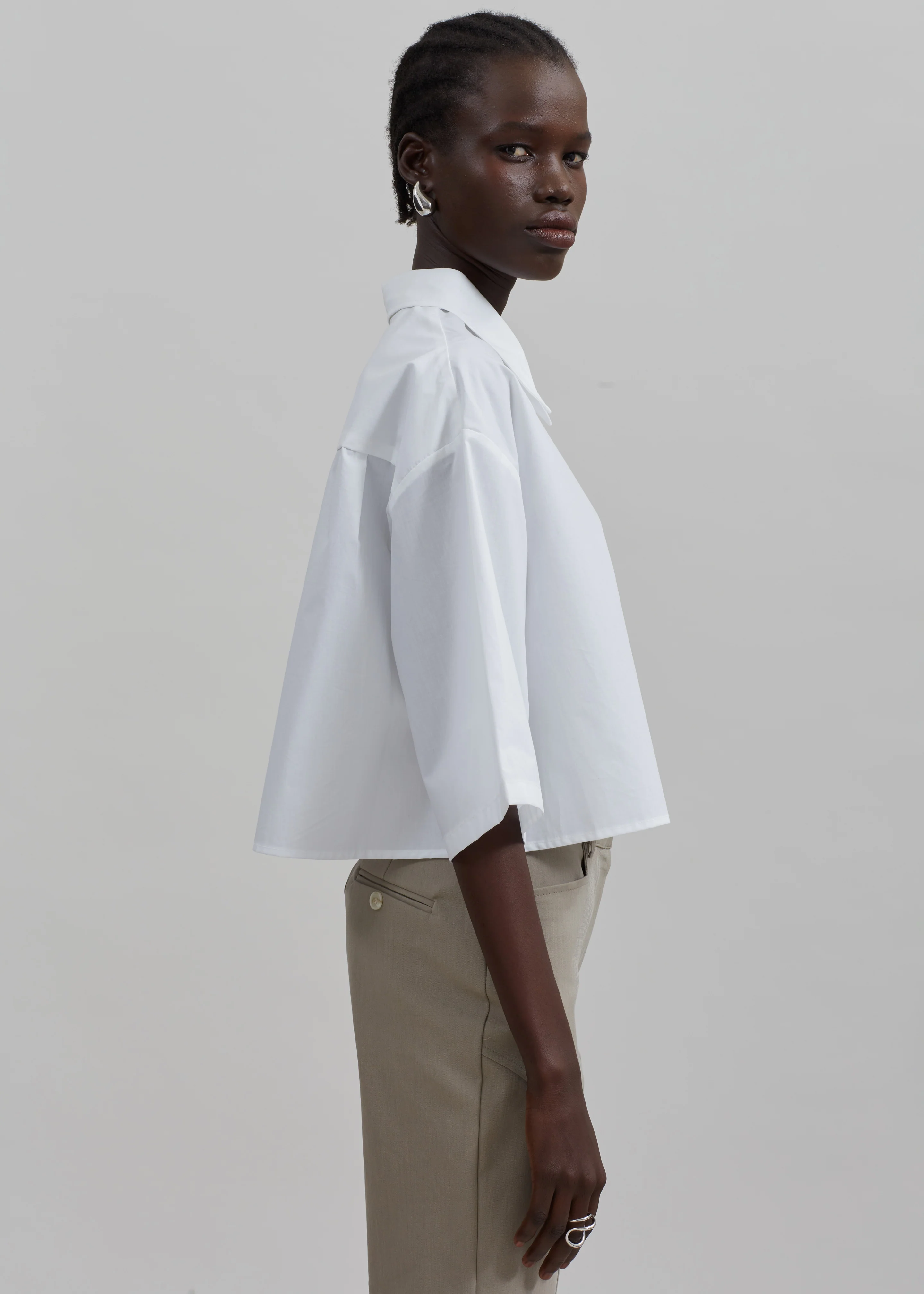 Odem Cropped Shirt - White - Image 4