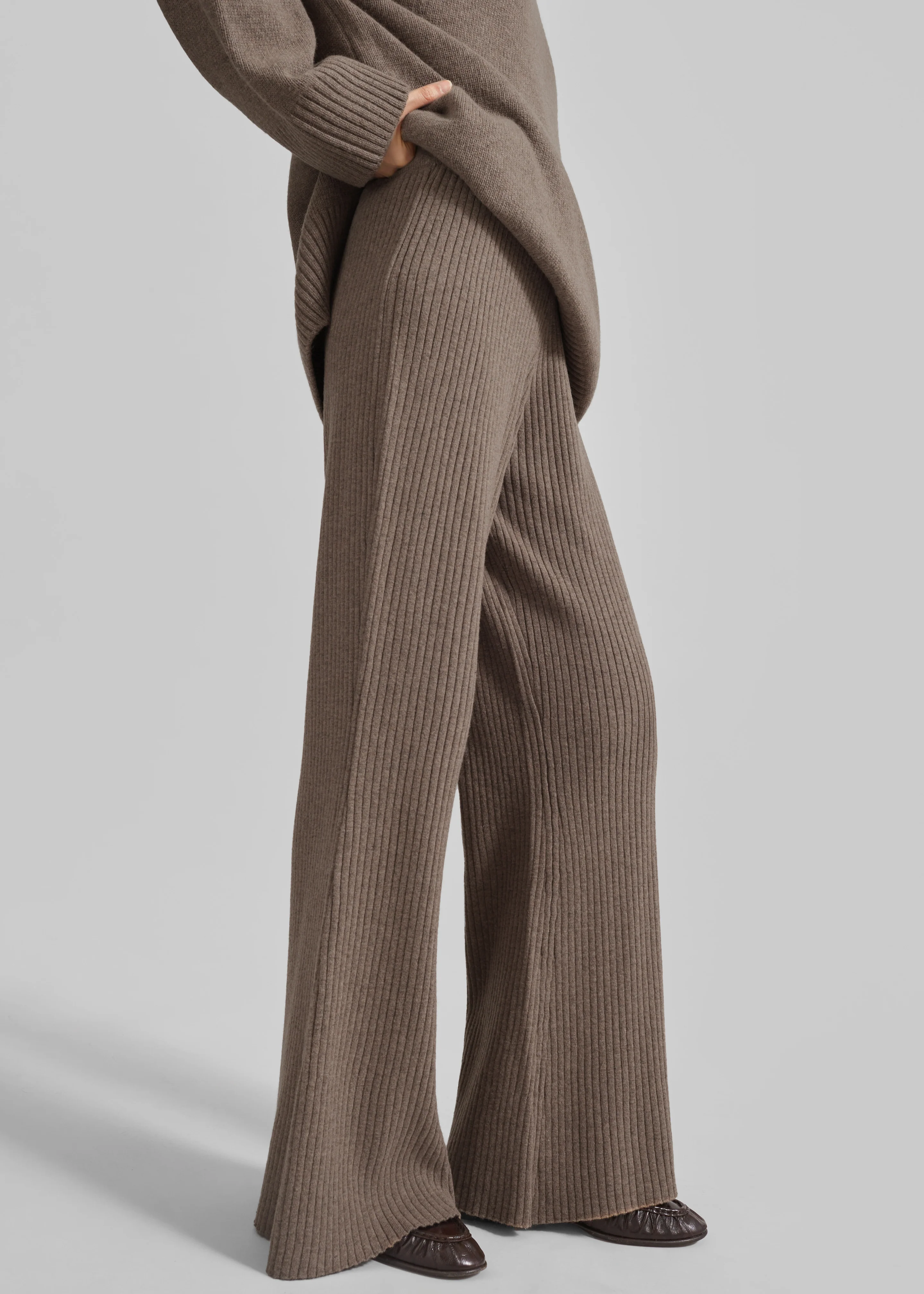 Odense Ribbed Flared Pants - Brown - Image 2