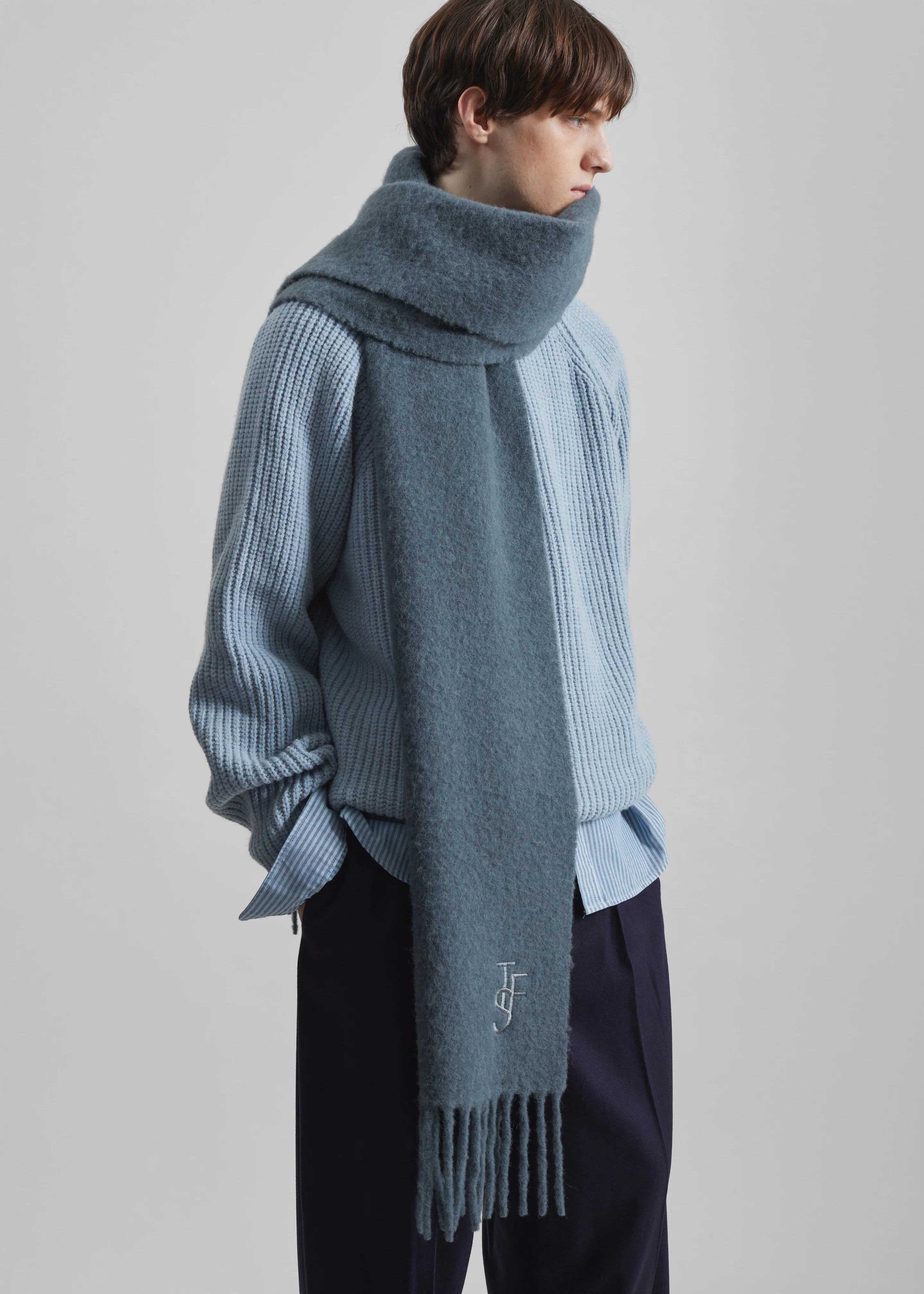 Olari Alpaca Blend Scarf - Dark Grey - Image 6