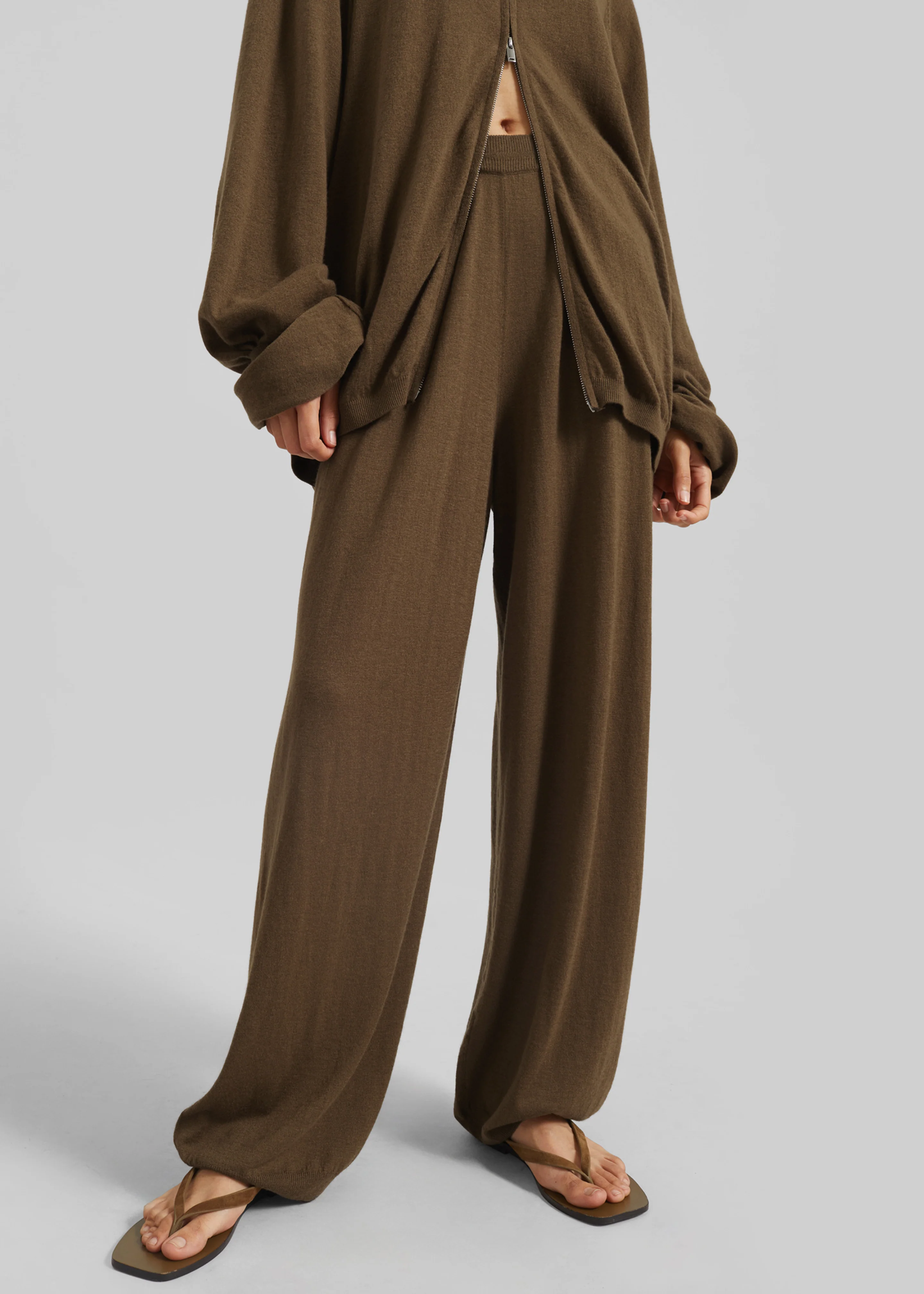 Olia Knit Joggers - Dark Camel - Image 2